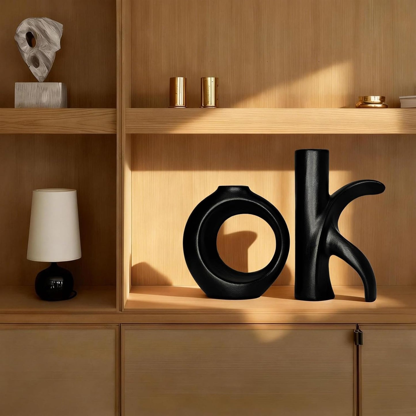 Assemble OK Ceramic Vase / Black / Set of 2