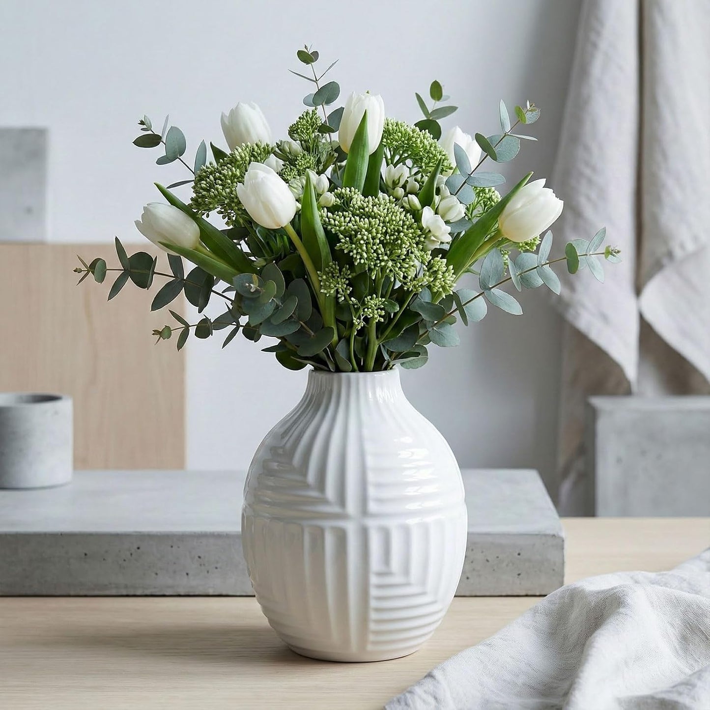 Hand-Glazed Ceramic Vase / White / 5.7''h