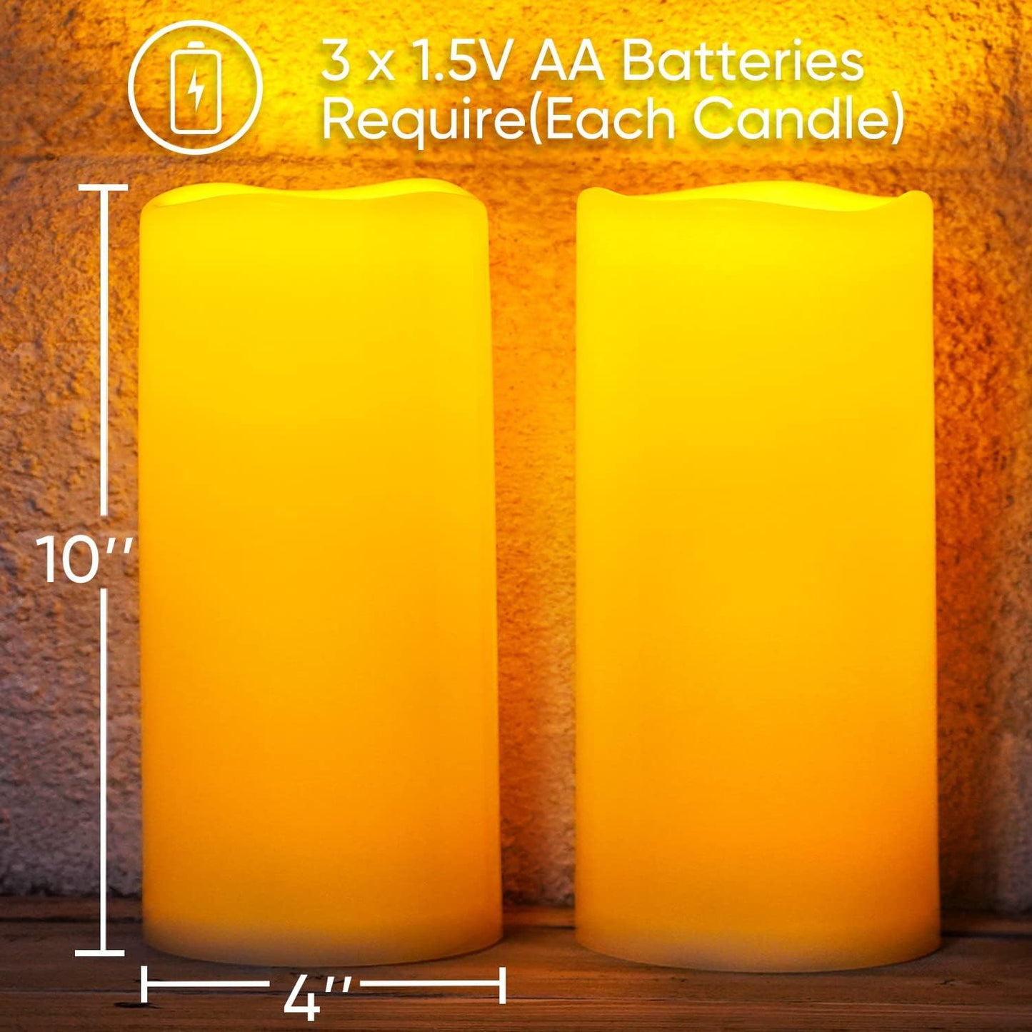 Homemory 10" x 4" Large Waterproof Outdoor Flameless Candles with Remote Control and Timer, Battery Operated Flickering