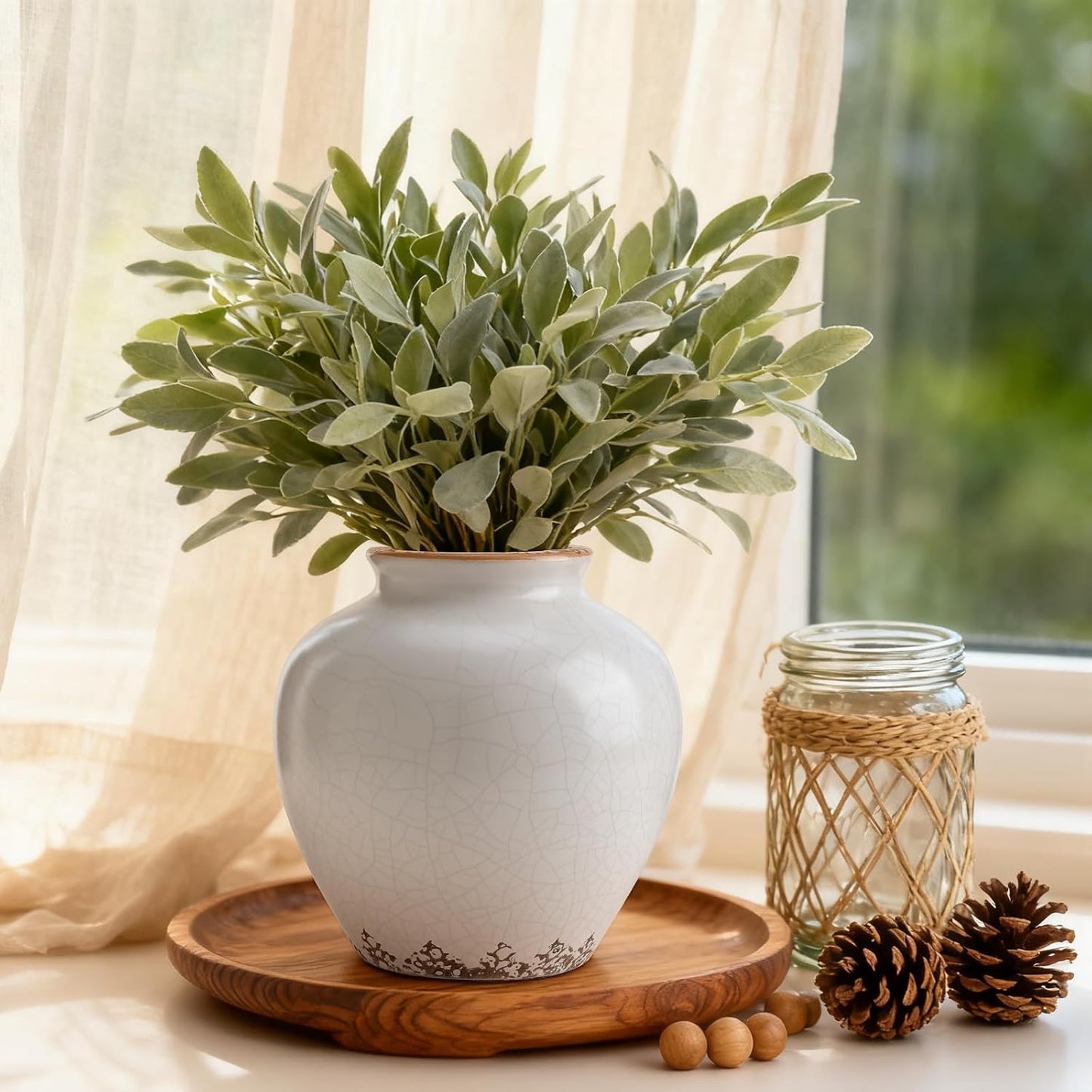 Ceramic Flower Vase Home Decor / 6.2"-beige / 6.2 Inch