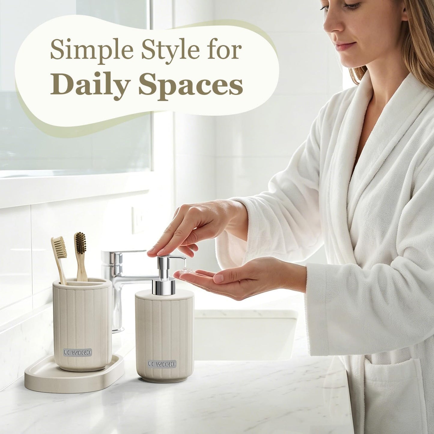 Toothbrush Holder and Vanity Counter Tray / Set of 3