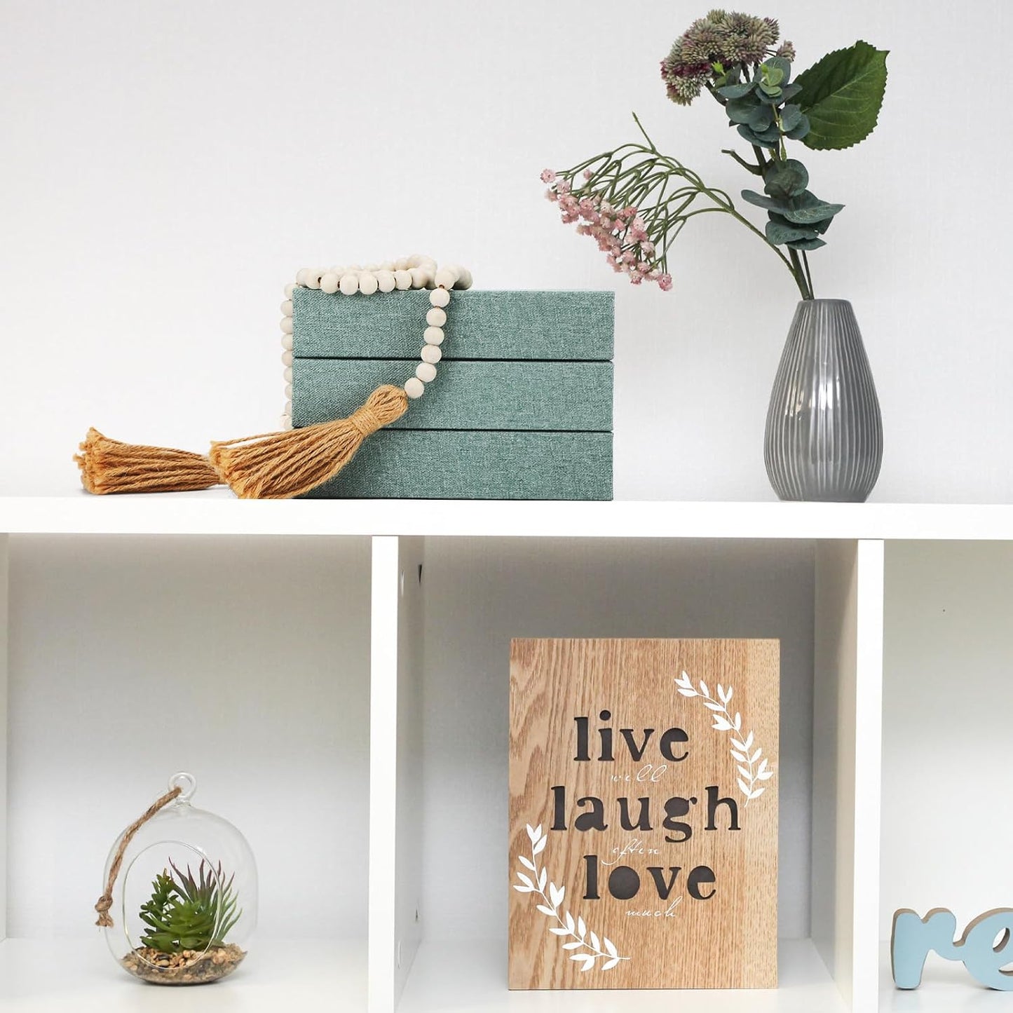 Fake Book Box Neutral Linen Book Box Decorative Faux Prop / 8.6 x 6.1 x 1.8 / Green / Set of 3