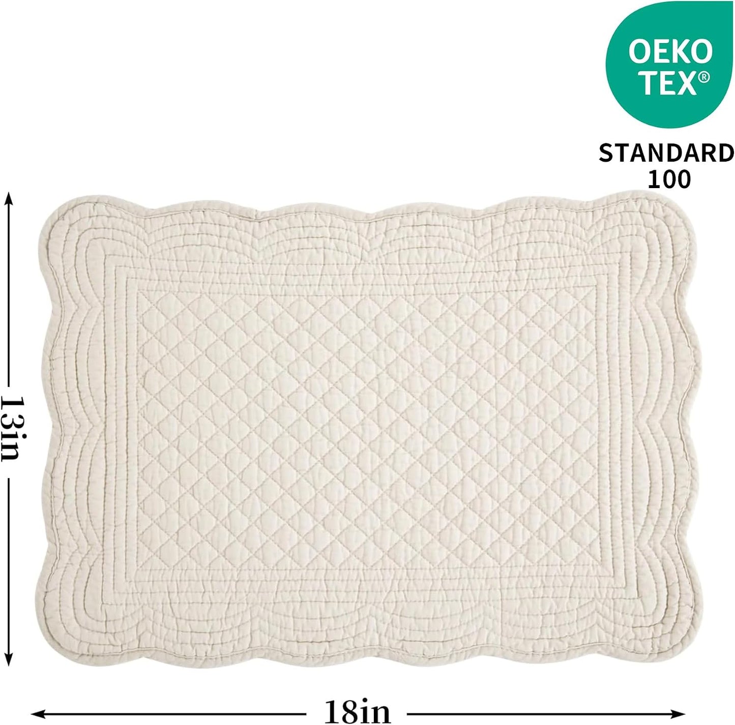 100% Cotton Quilted Placemats Set of 6,Washable Cloth Table Placemats for Kitchen & Dining Table