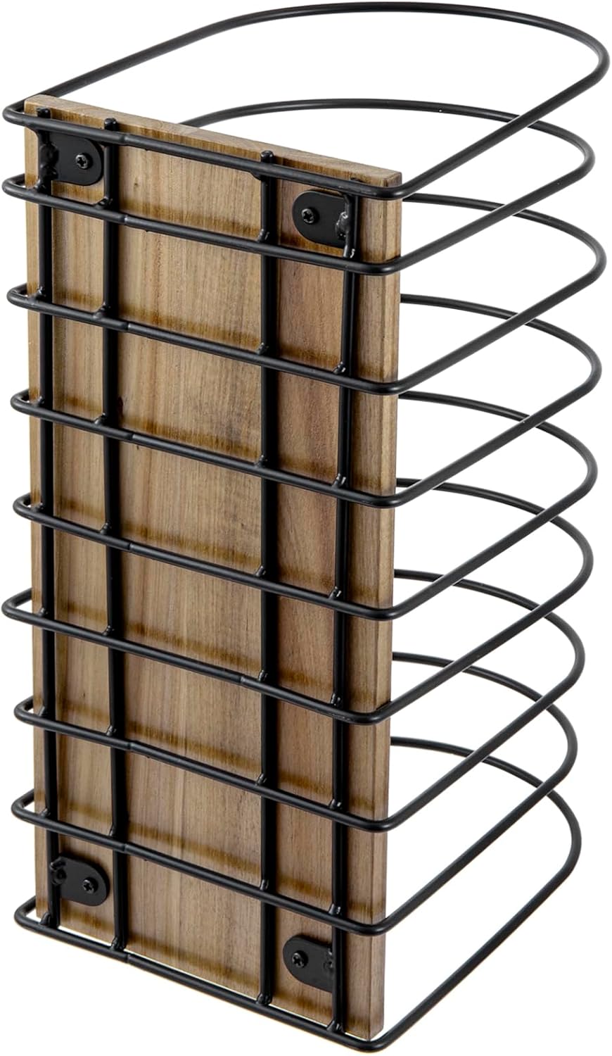 MyGift 14 Inch Large Desktop Document Holder, Premium Acacia Solid Wood and Black Metal Wire Arch 8 Section File Folder