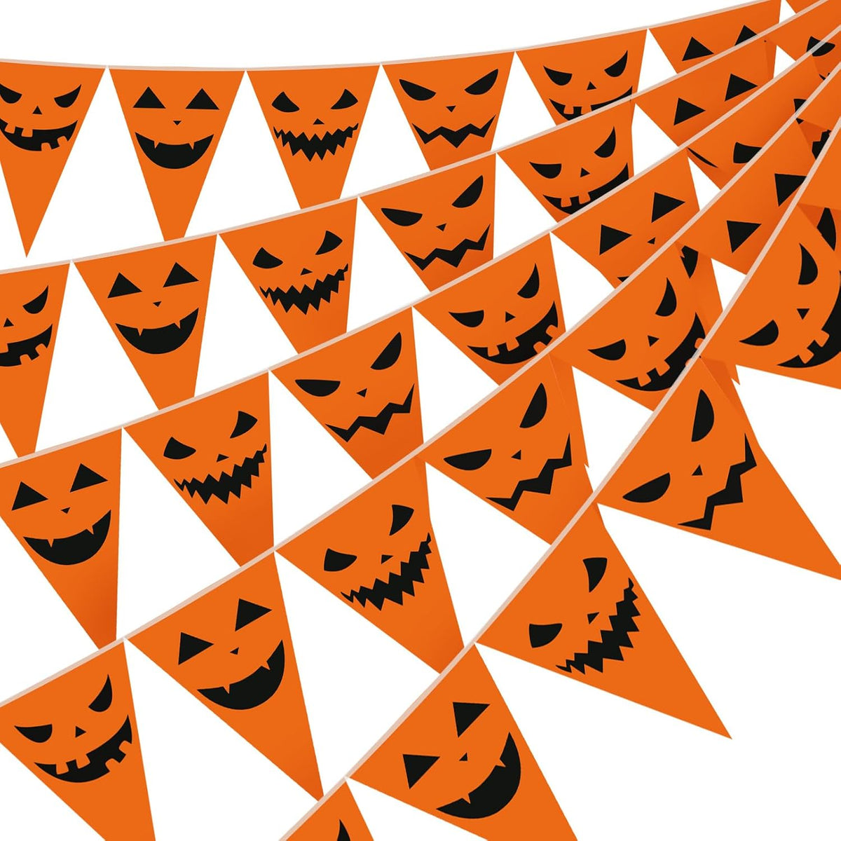 Jetec 5 Pcs 49 Ft Halloween Pennant Banner Orange Pumpkin Scare Bunting