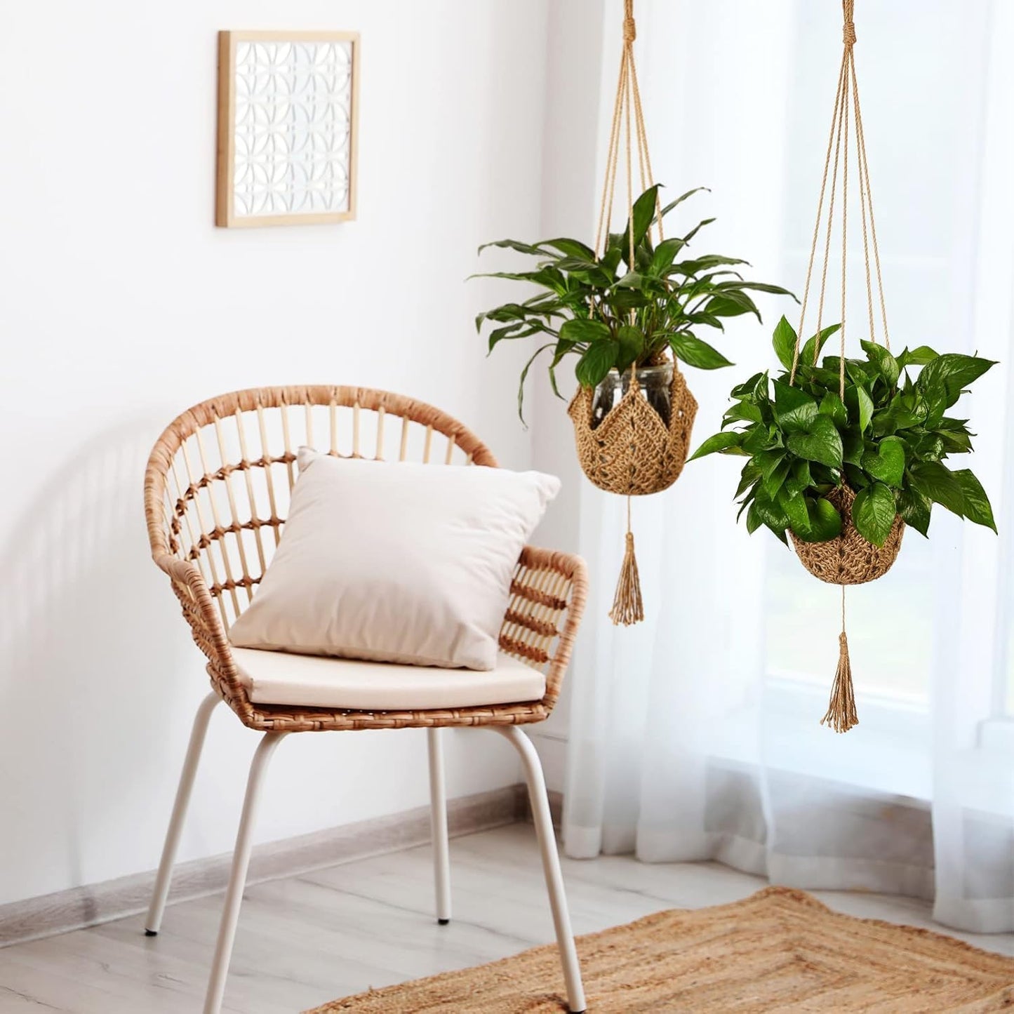 Boho Macrame Plant Hanger / Brown / Classic / Set of 3