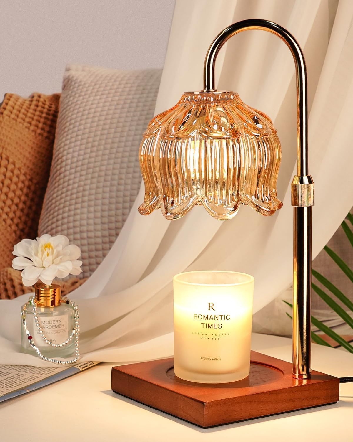 Funistree Flower Candle Warmer Lamp with Timer & Dimmer, Adjustable Height Candle Warmer, Christmas Birthday Gifts for