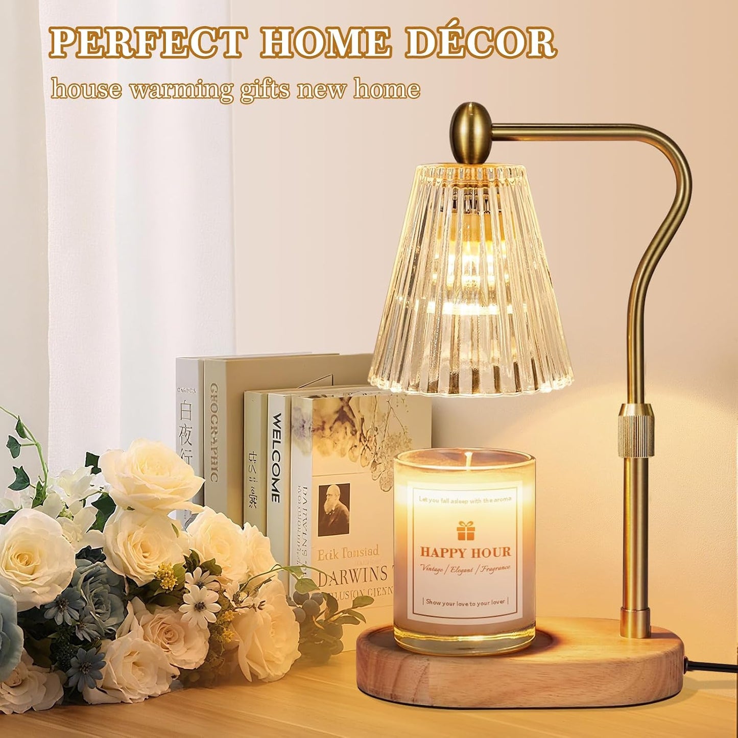 Imenlox Candle Warmer Lamp, with Timer and Dimmer, Adjustable Height, for Mom, Christmas Birthday Gifts for Women