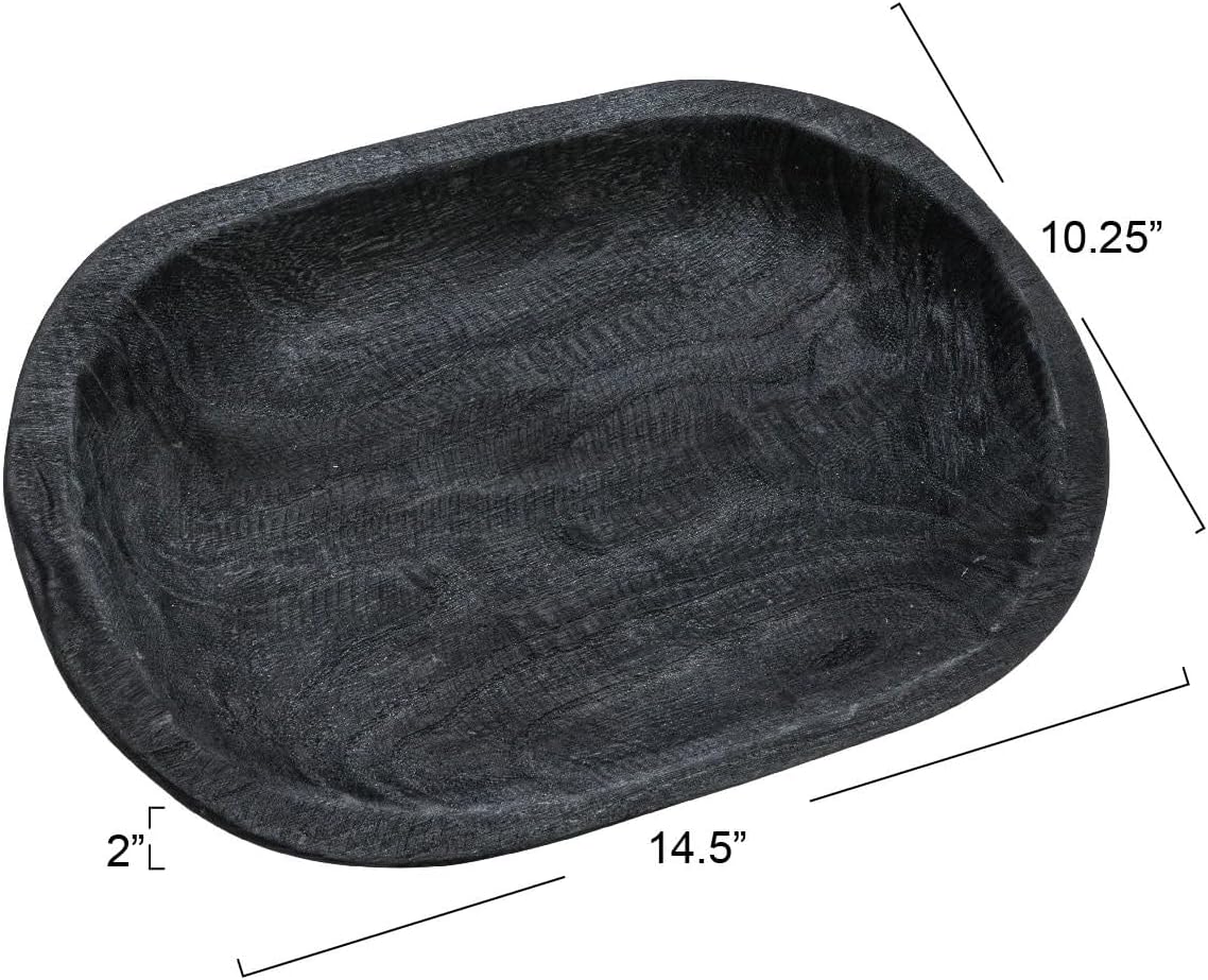Hand-Carved Paulownia Wood Bowl / Black