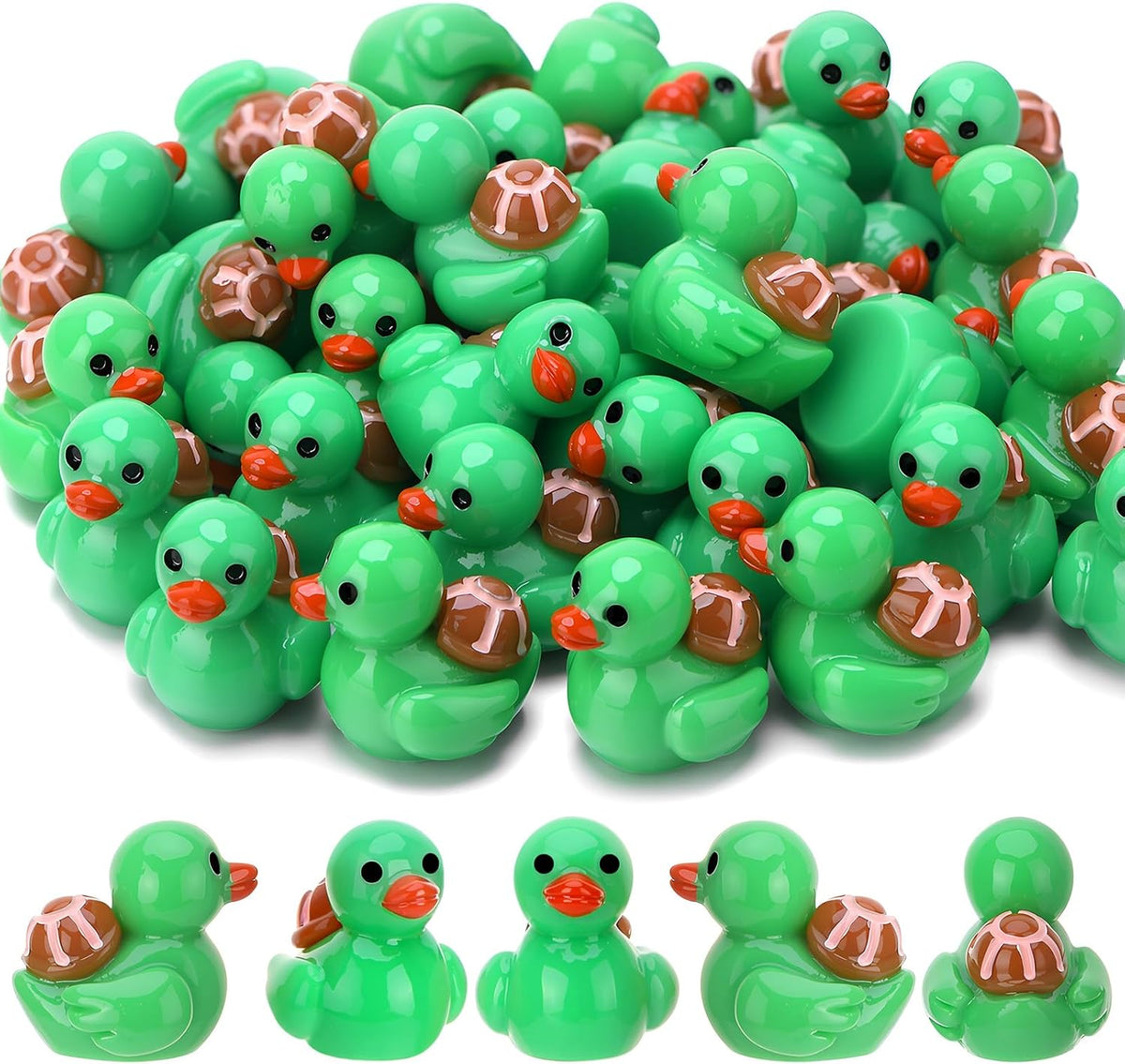 50 Pcs Turtle Ducks Toy Figures, Mini Turtle Resin Ducks Bulk