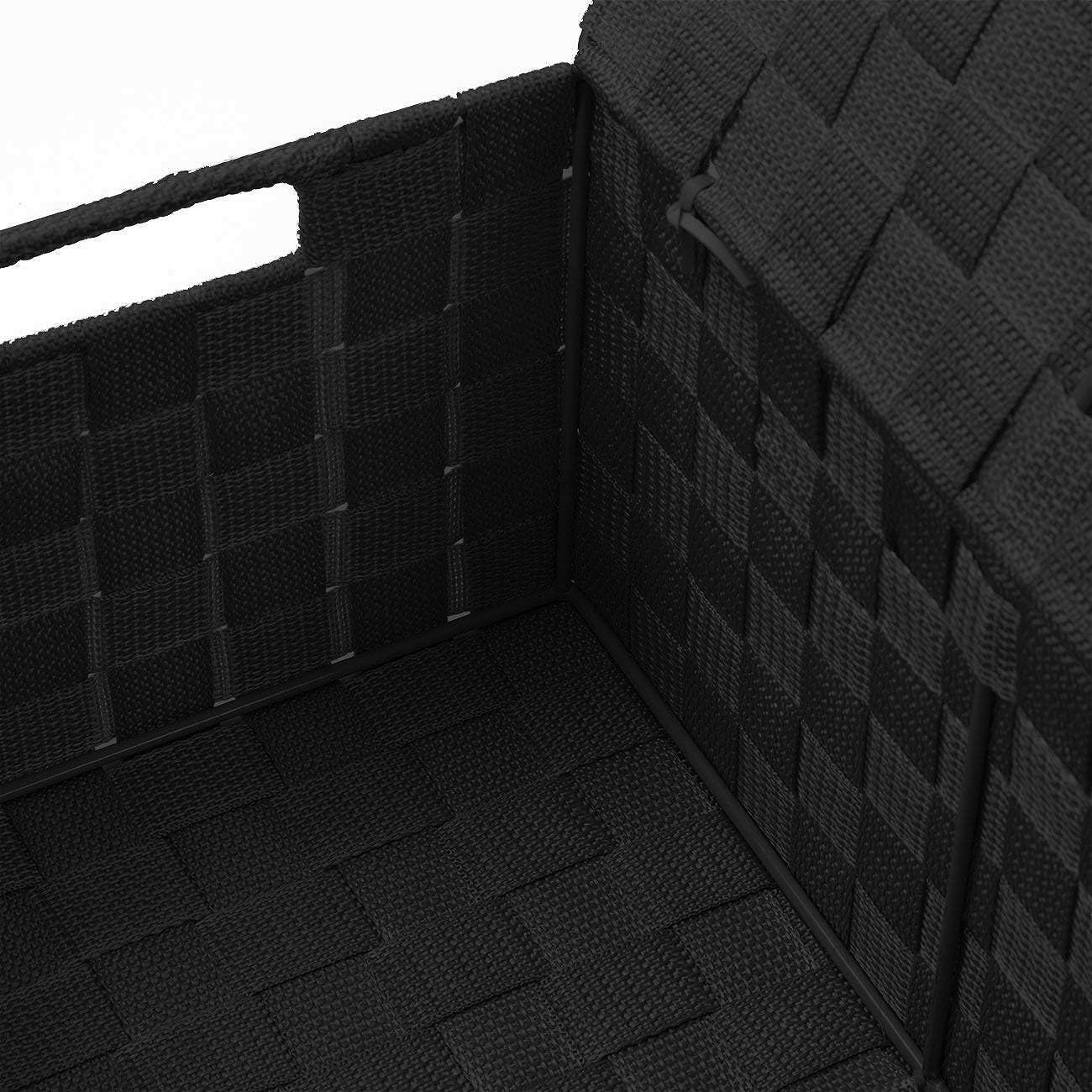 Woven Storage Baskets / Lid Bins / Black / Set of 3