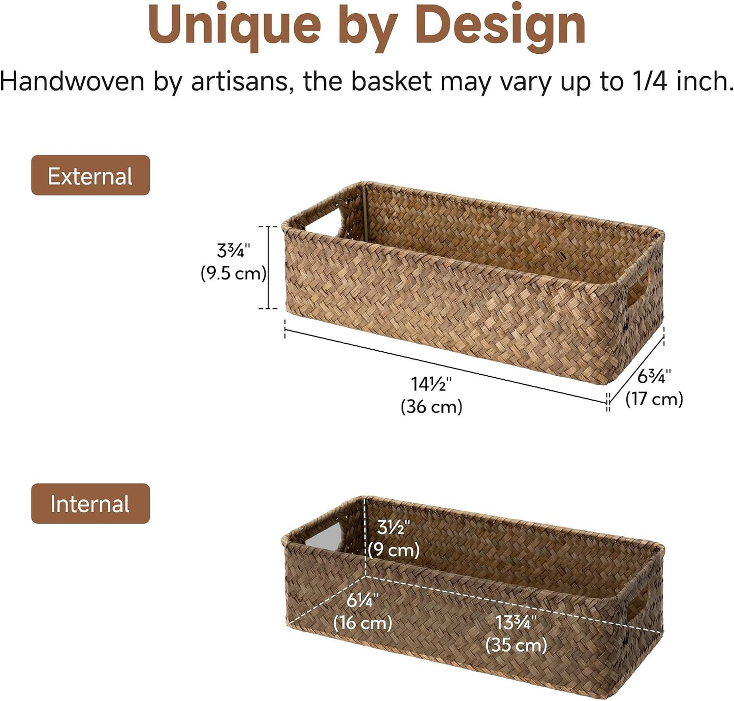 Seagrass Bathroom Basket Organizer and Storage / Brown