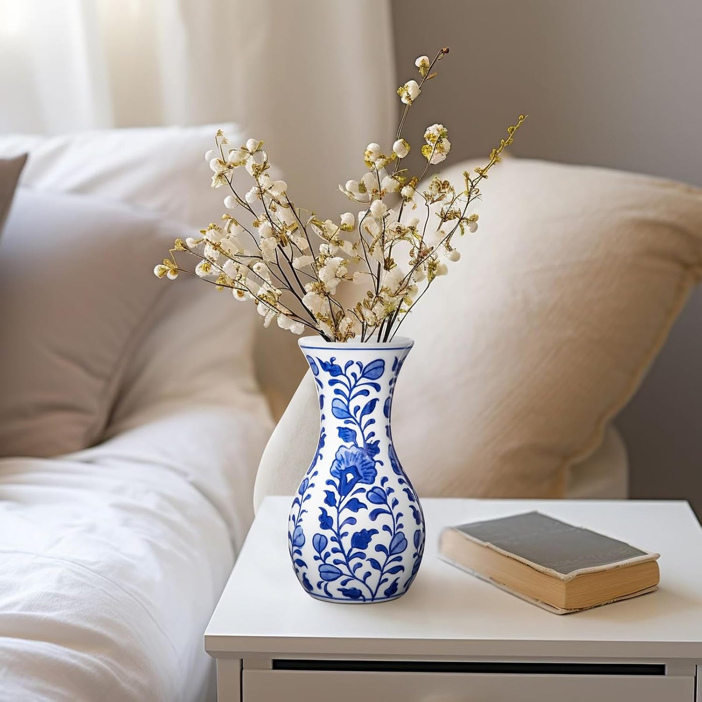 Bud Ceramic Flower Vase / # Small Floral / Blue / 6 Inch / Set of 2