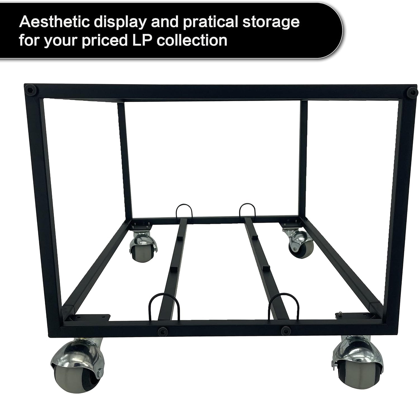 OrigoDeco Vinyl Record Storage Holder on Wheels - With Dust Cover - Holds up to 100 LP - Album Holder Display Stand