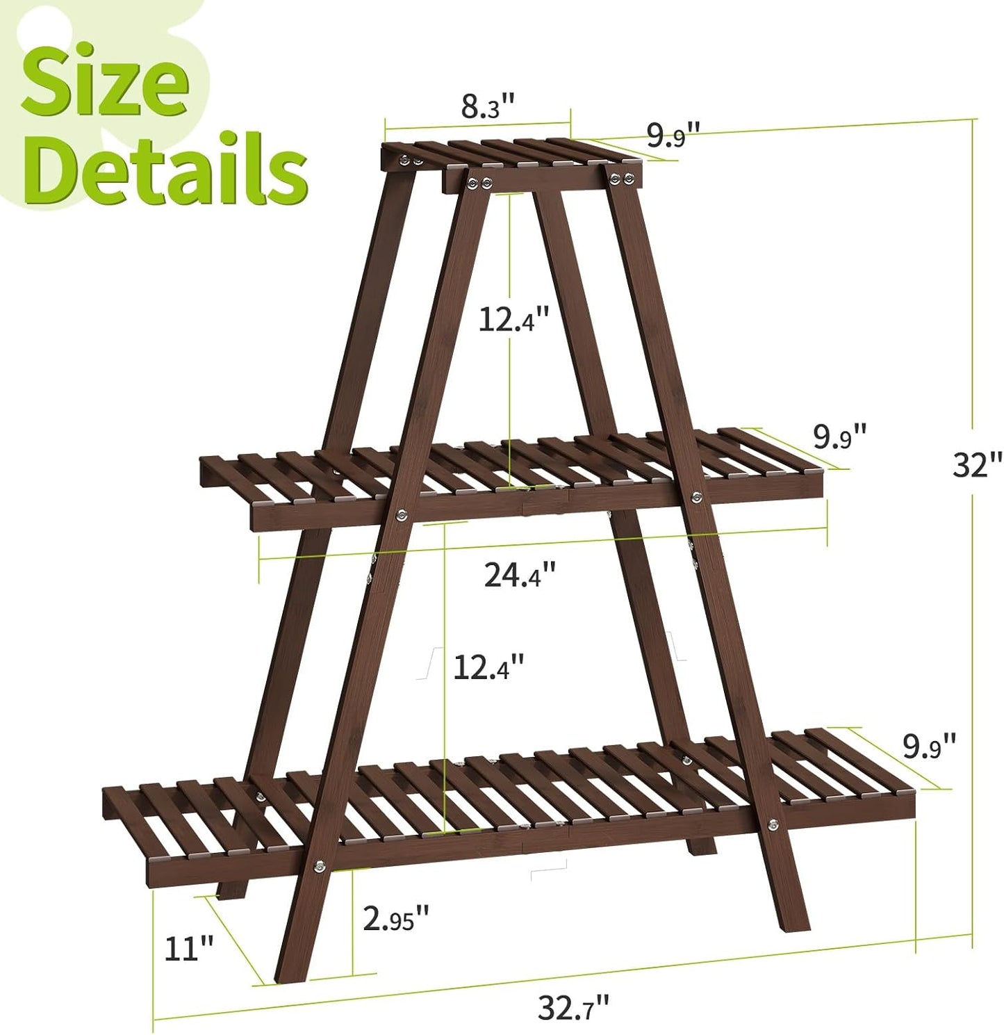 BMOSU Plant Stand Bamboo for Indoor Outdoor Tiered Plant Shelf 8 Potted Flower Holder Ladder Rack Garden Balcony Living