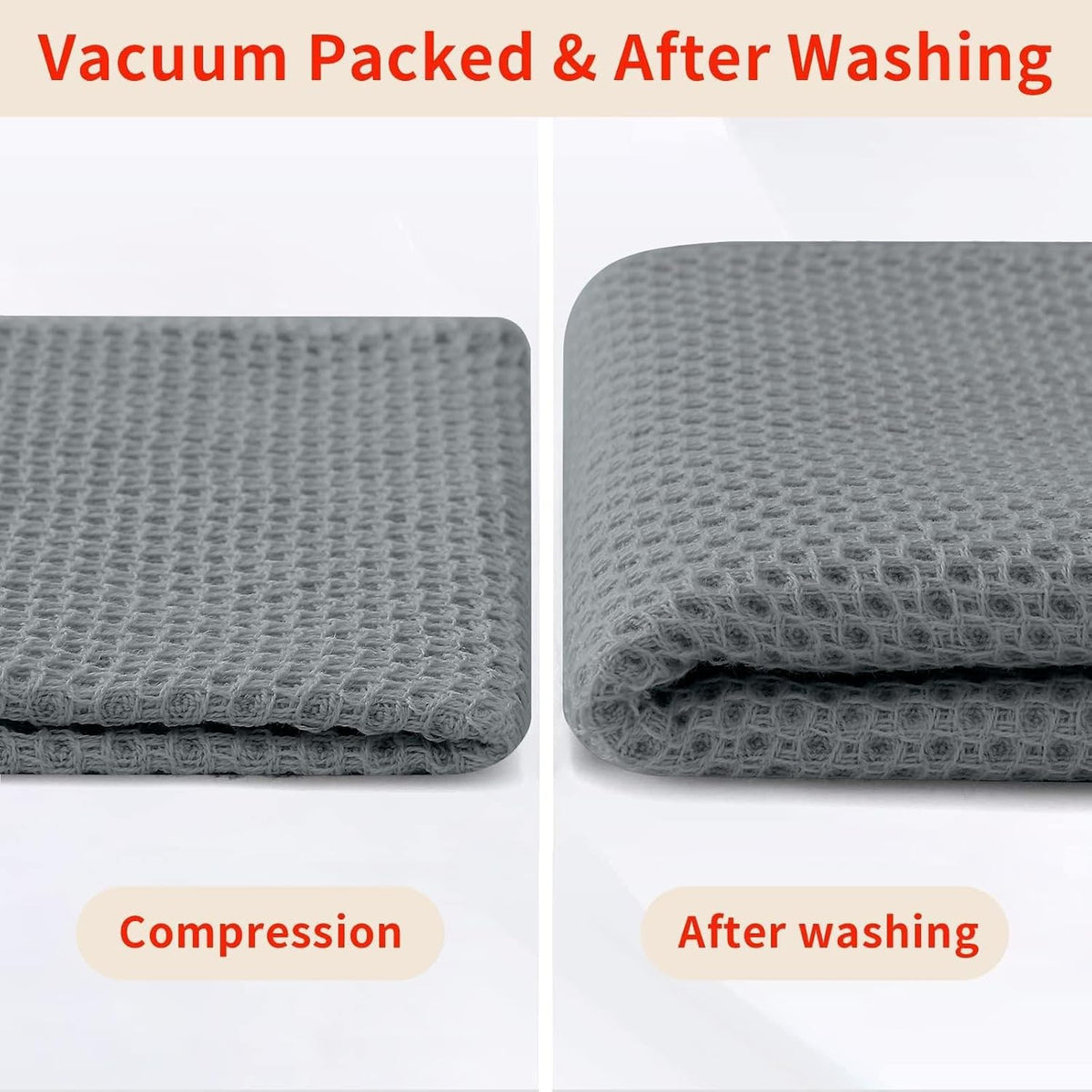 Homaxy 100% Cotton Waffle Weave Kitchen Dish Towels 18-Pack, Grey | 13 x 28 Inches, Ultra Soft Absorbent Dish Towels