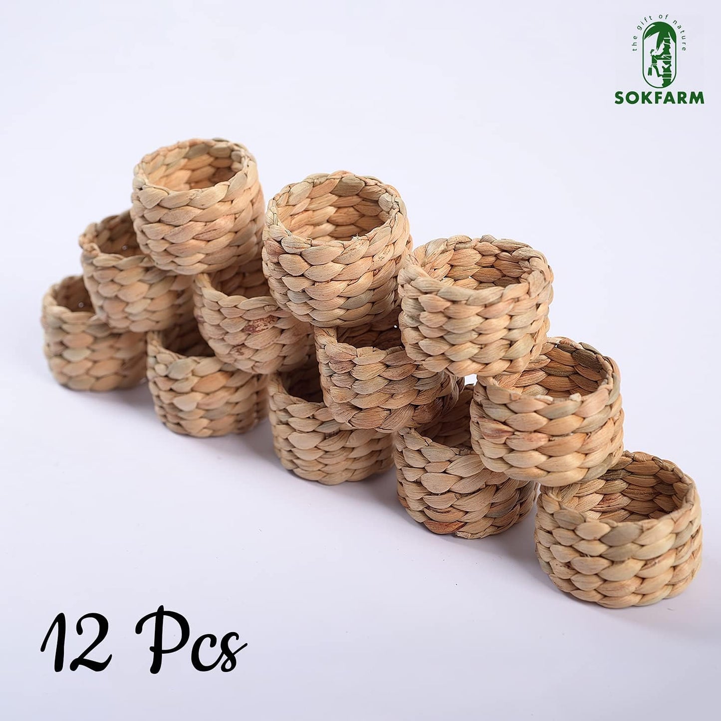 Round Woven Napkin Rings / Hyacinth Napkin Rings-set 12 / Set of 12
