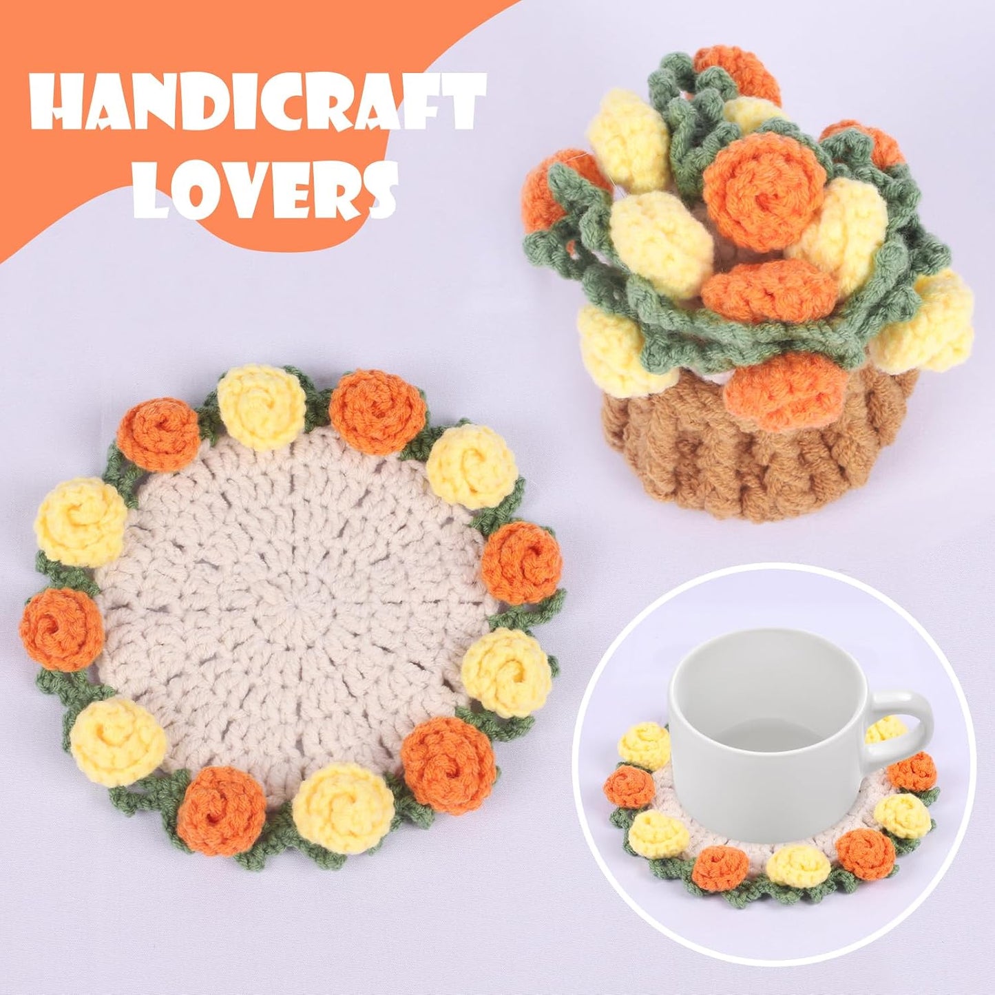 Mini Basket -Boho Floral Coasters / Yellow
