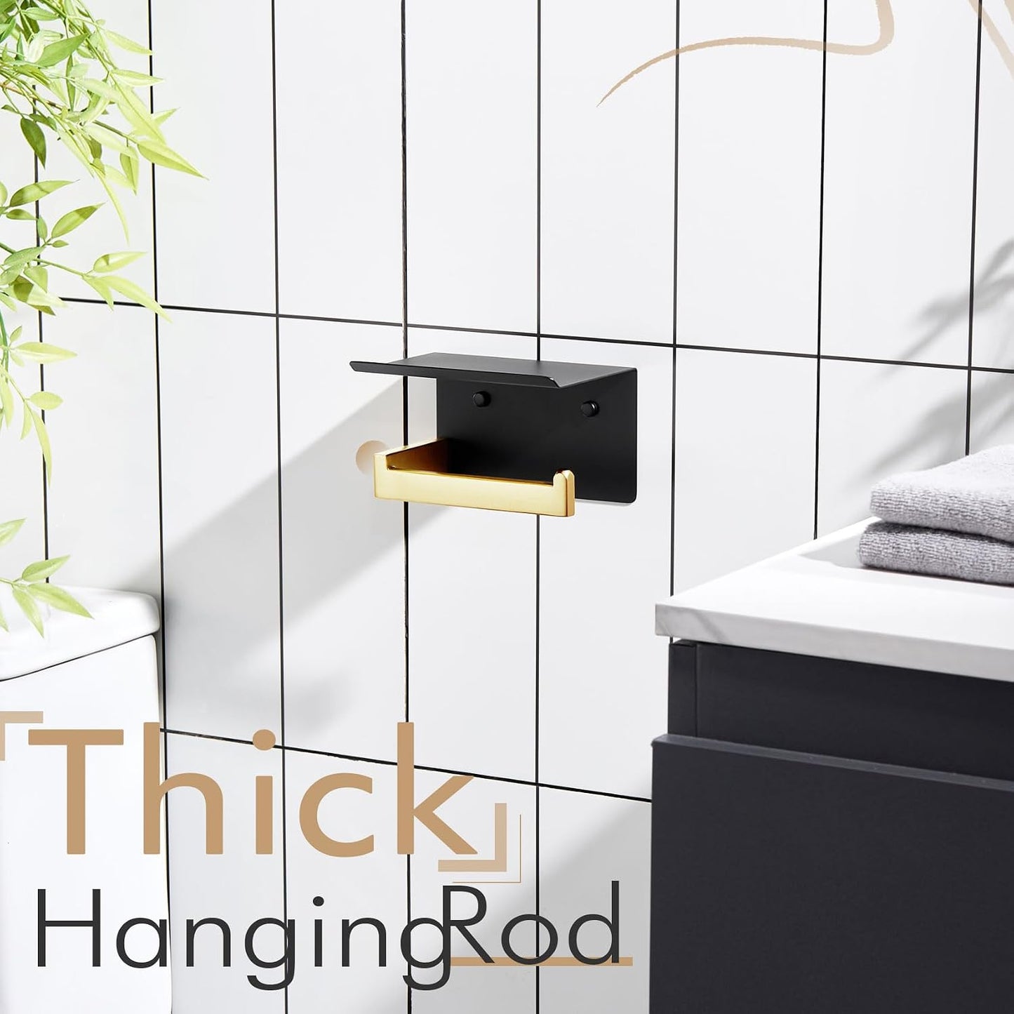 KOKOSIRI Toilet Paper Holders with Shelf Bathroom Toilet Paper Roll Holder Wall Mounted T-304 Stainless Steel, Matte