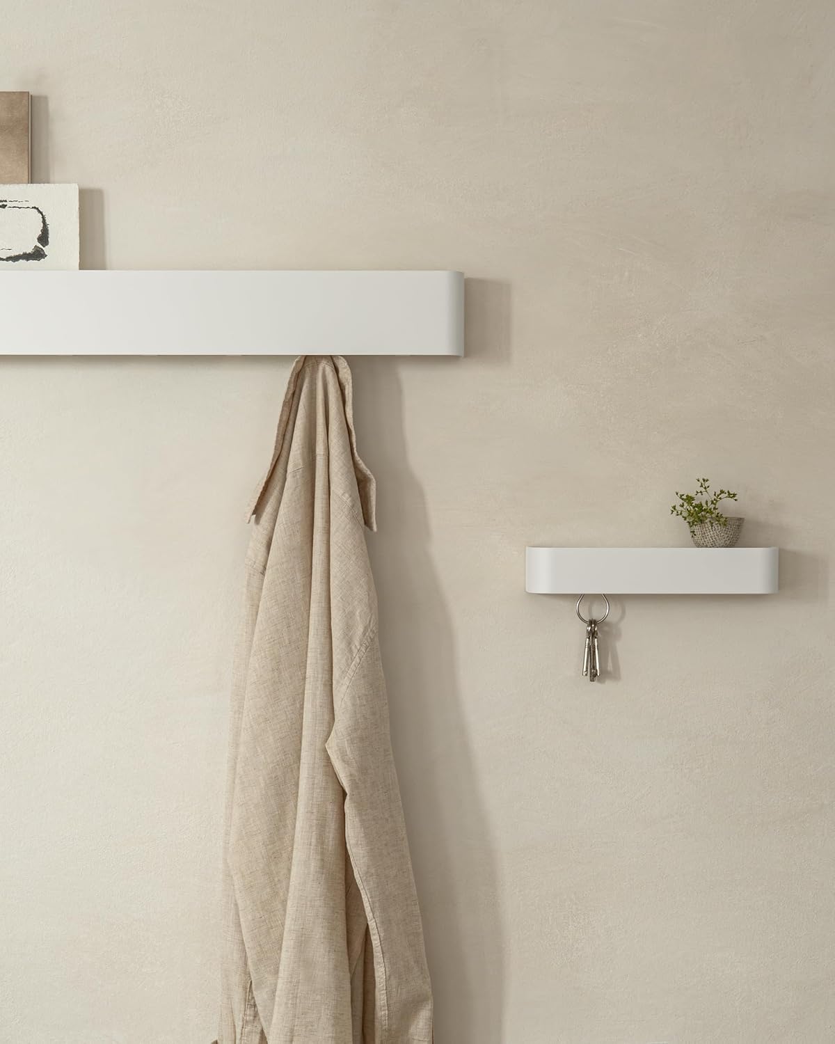 Kazai. Coat Rack Wall Mount with Shelf 'Tone' | Modern Design Coat Hanger with Hidden Hooks and Storage | Hat Rack with