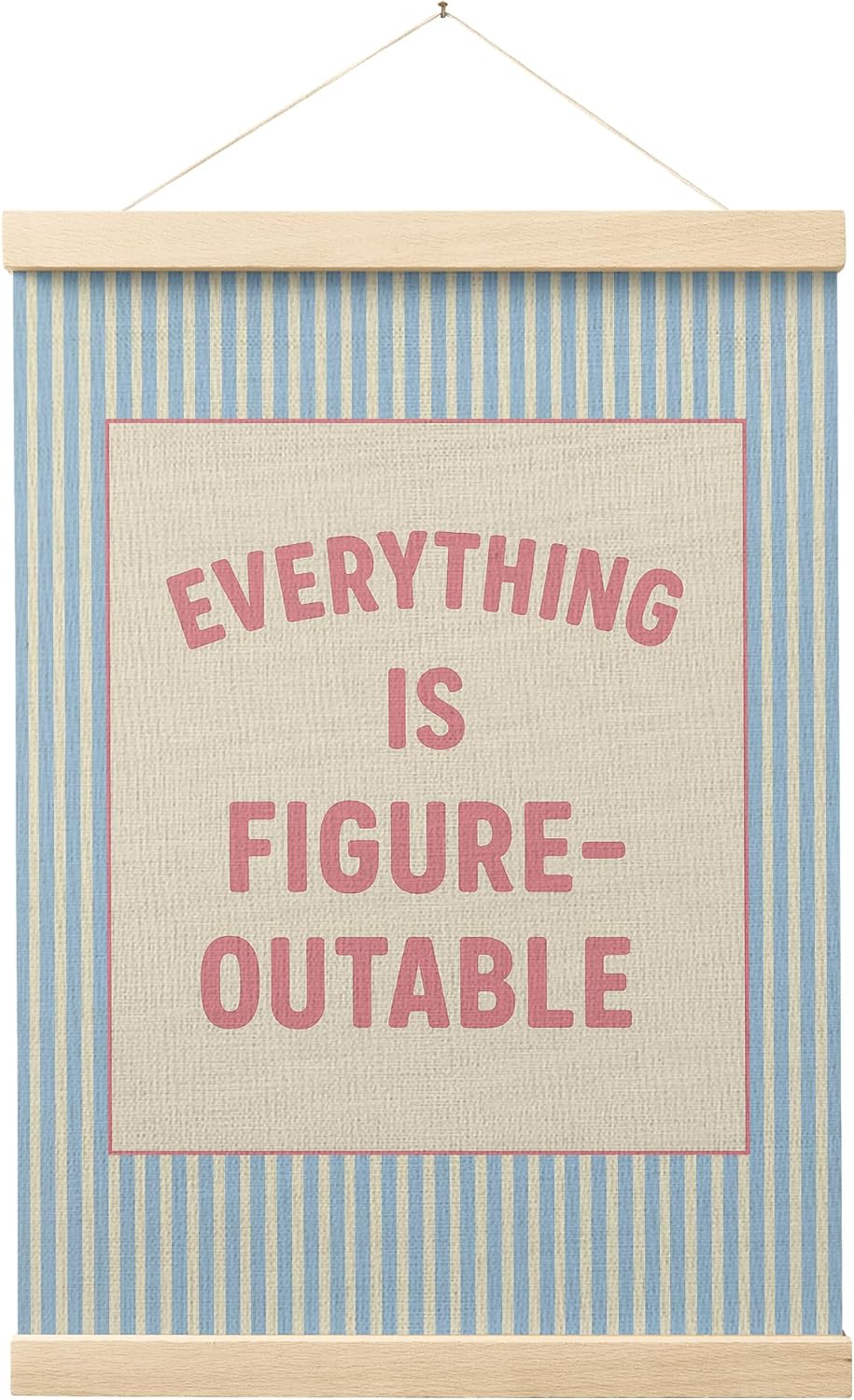 FGFK Everything Is Figureoutable Positive Affirmations Wall Art Poster Hanger Frame, Preppy Pink and Blue Inspirational