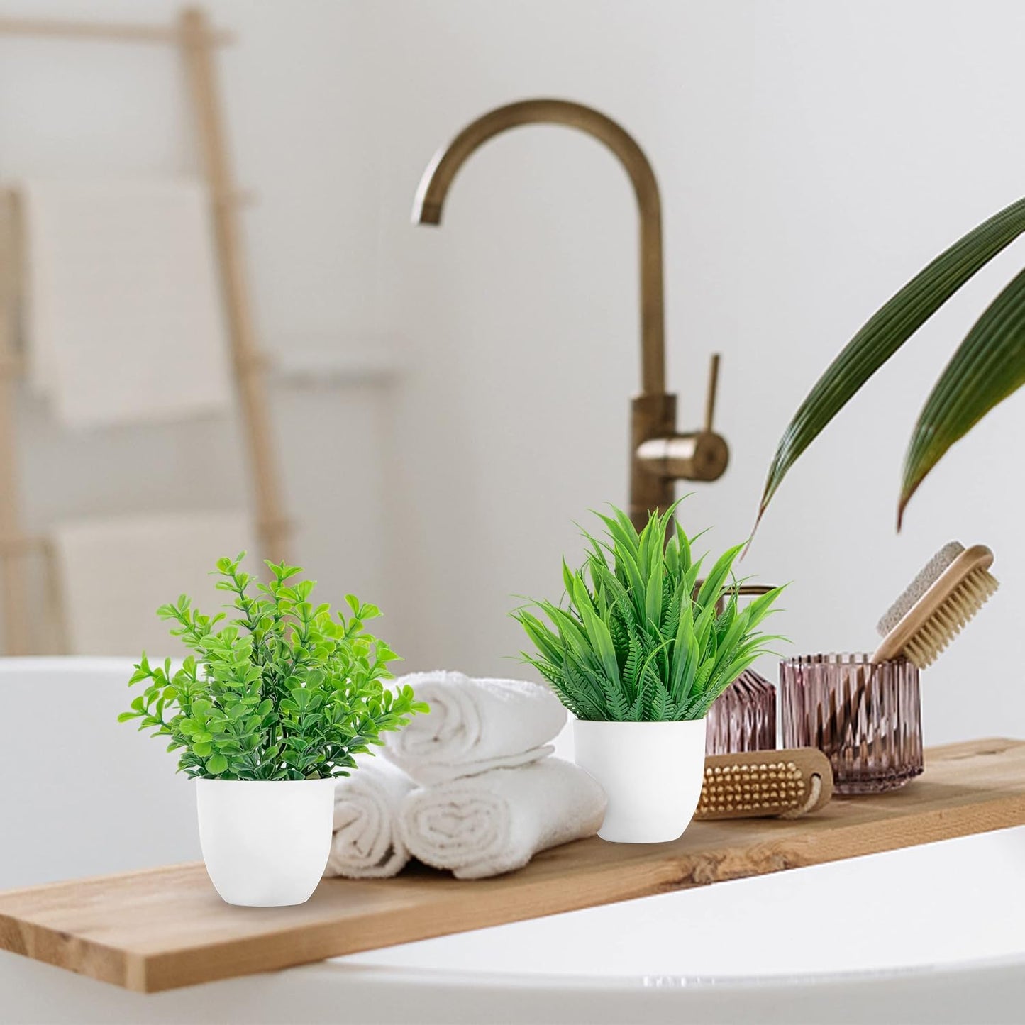 Mini Fake Plants Artificial Eucalyptus Faux Plants / Set of 6