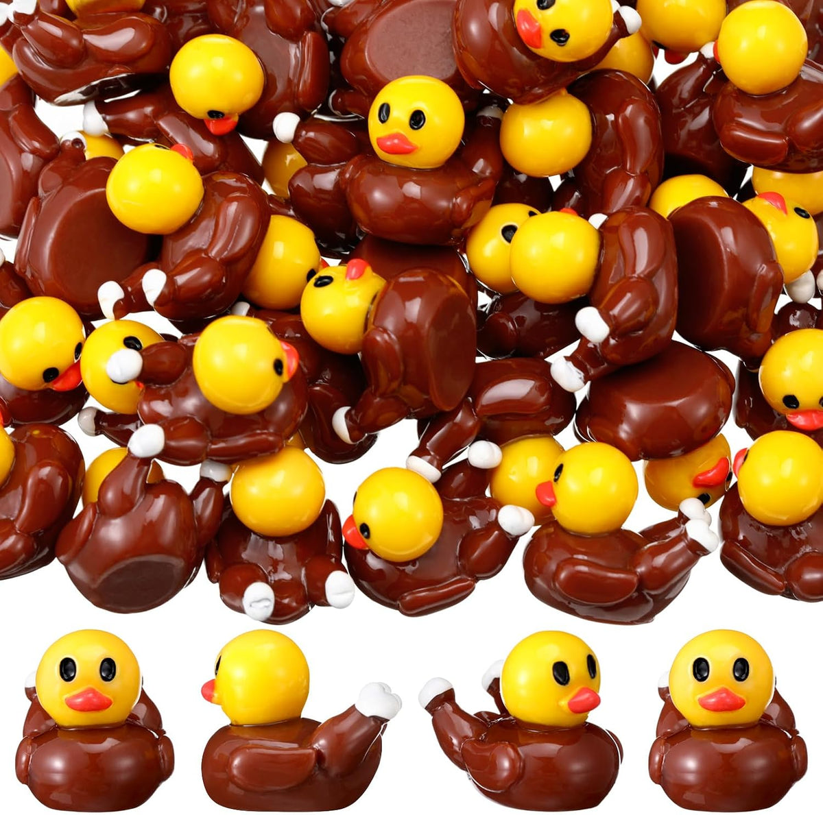 Soulchen 100 Pack Thanksgiving Mini Resin Turkey Duck Figurines Tiny Duck Statue Bulk Mini Turkey Decor for Home Desktop Shelf Cake Autumn Harvest Day Gift Decoration Collectibles