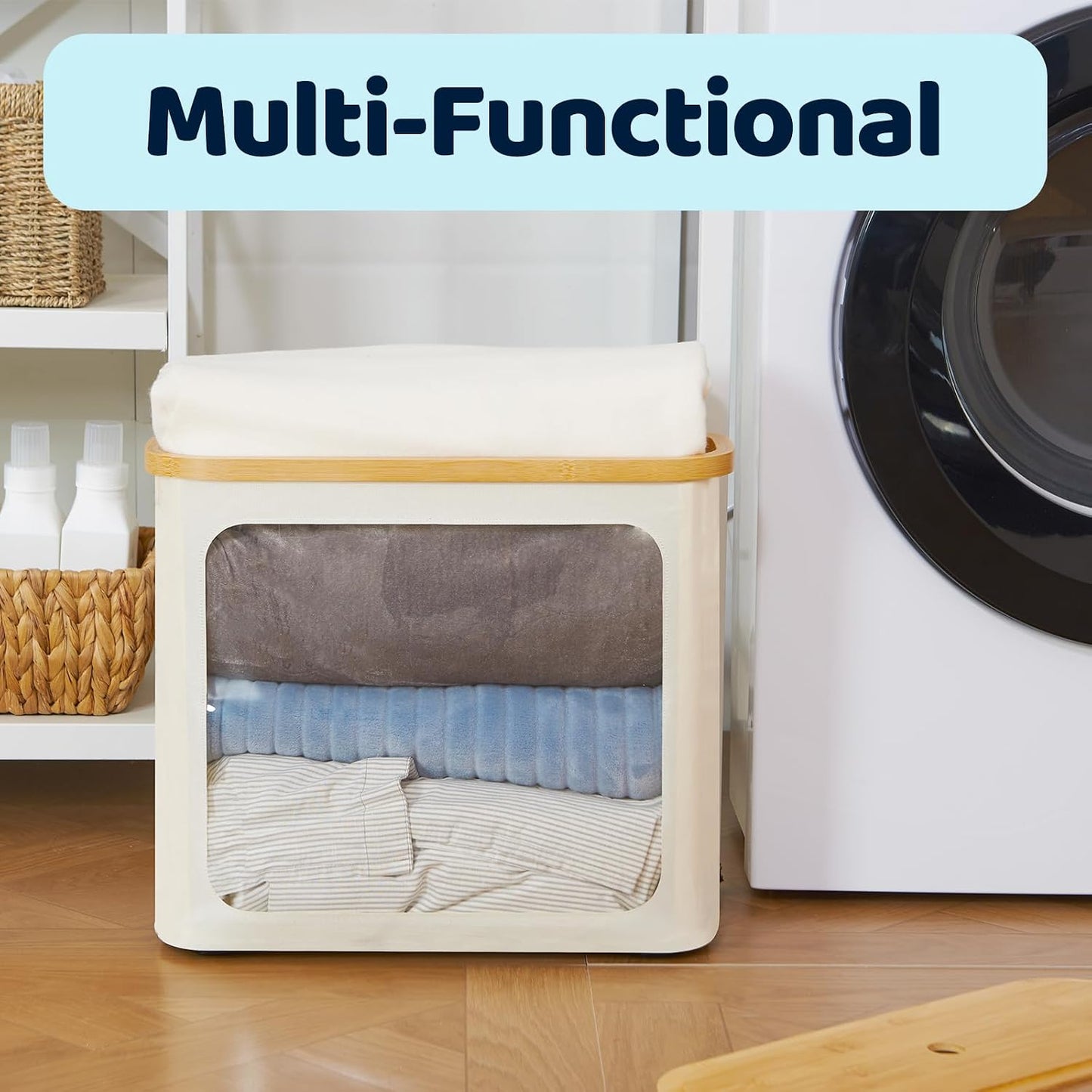 Toilet Paper Storage with Lid, Large Toilet Paper Holder for up to 12 Rolls, Free Standing Bathroom Storage Organizer