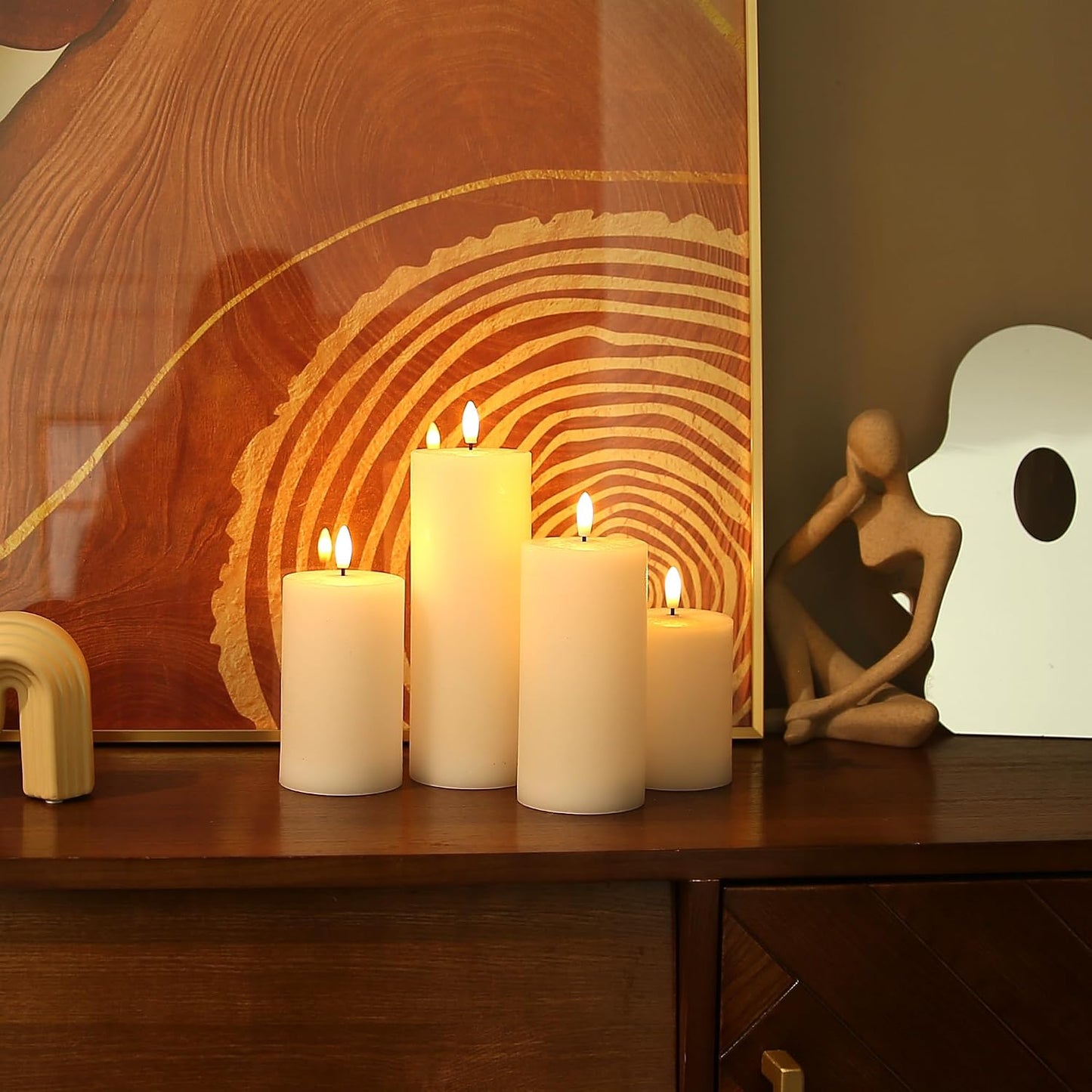 LUSHARBOR Flameless Candles, 4 Pack Battery Operated Candles with Remote, Real Wax LED Fake Candles with Timer