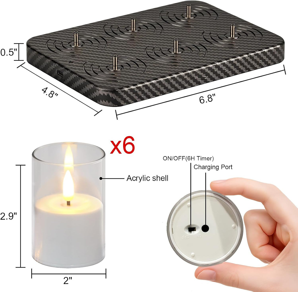 GenSwin Rechargeable LED Flameless Candles Battery Operated Remote Timer | Charging Base, Pillar LED Fake Candles