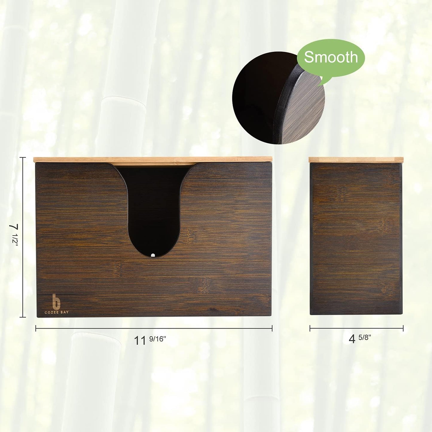 Bamboo Paper Towel Dispenser, Paper Towel Holder with Lid for Home and Commercial, Wall Mount or Countertop for