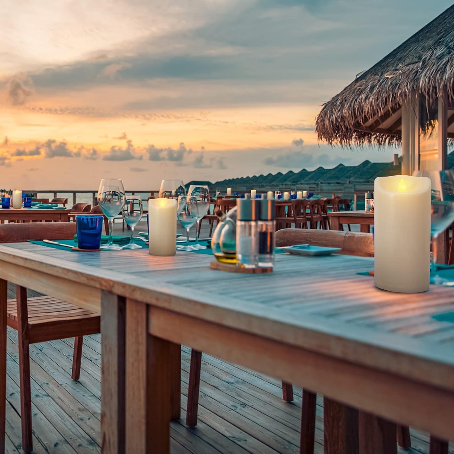 Battery Operated Flickering Flameless Candles with Remote and Timers, 1000 Hours Waterproof Outdoor Indoor LED Pillar
