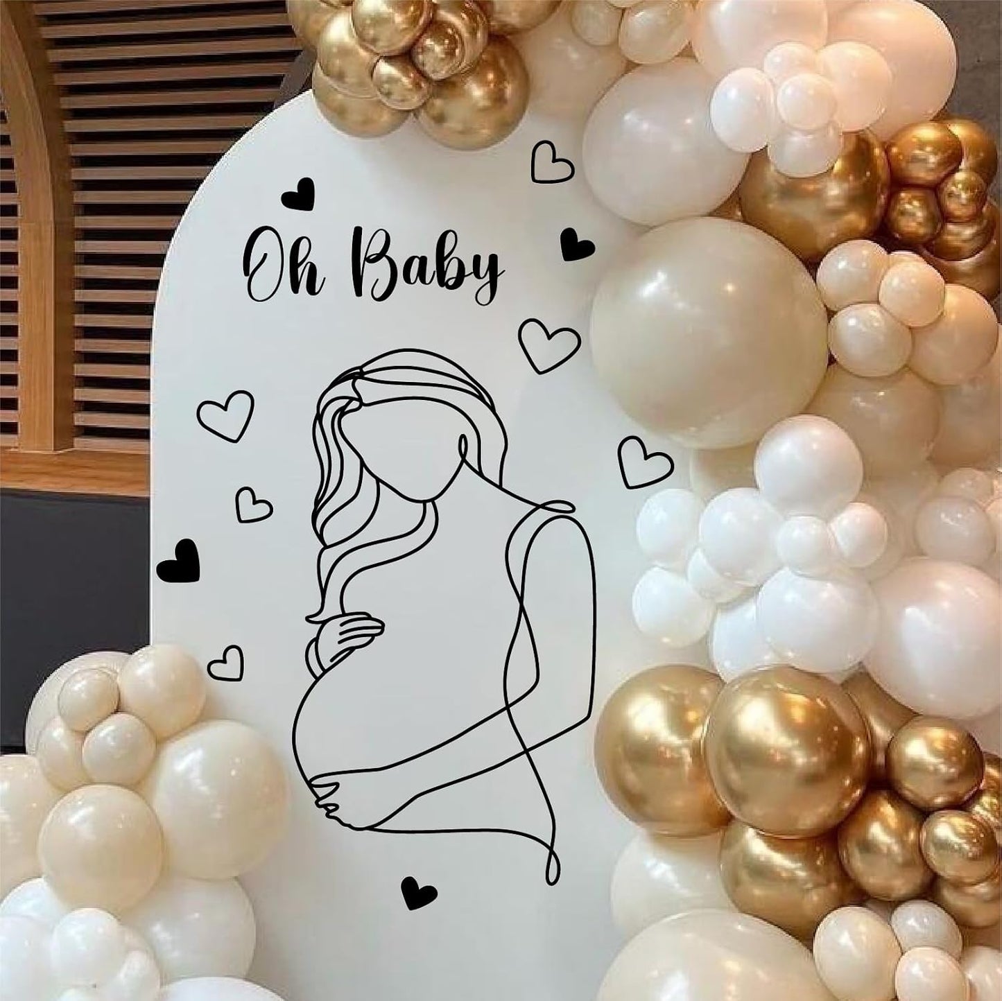 Pregnancy Baby Shower Party Decal Oh Baby Sign Decals for Backdrop Pregnant Gender / Black Baby