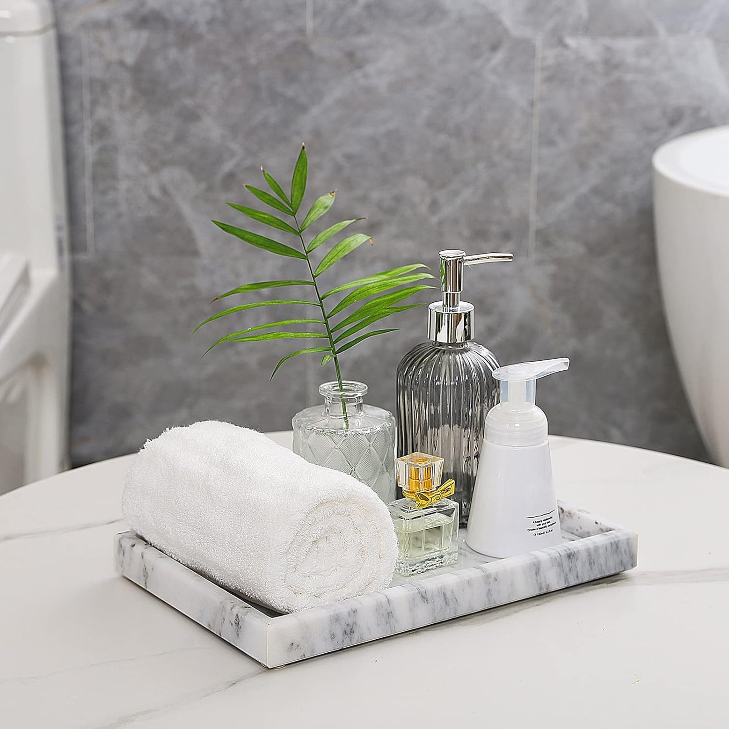 Marble Bathroom Vanity Tray / Blackish Green / 12 x 8 x 1.2