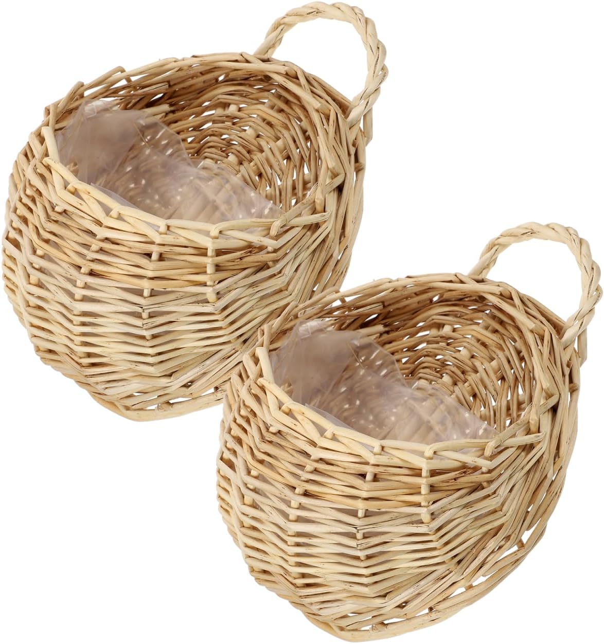 Rattan Woven Hanging Basket Wall Planter / 9 x 7 x 3.5