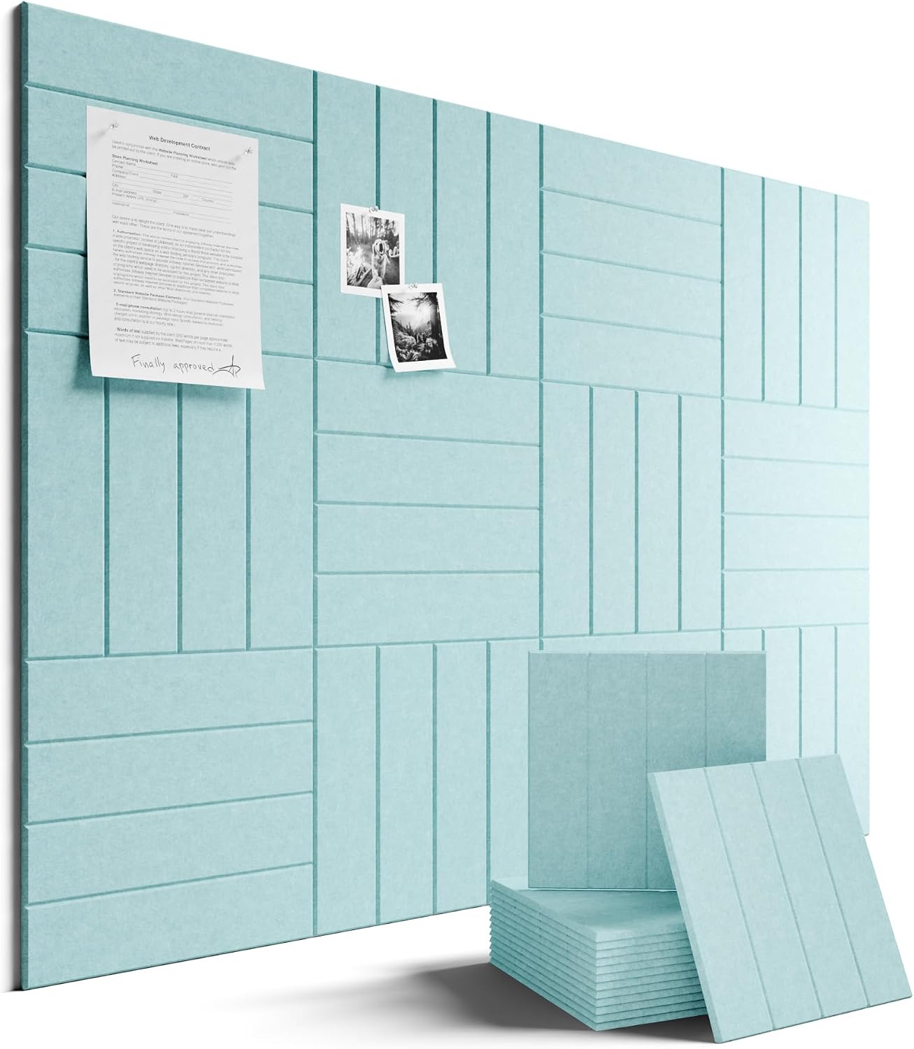 Fluxynara Felt Bulletin Board & Cork Board Alternative, Aqua Blue