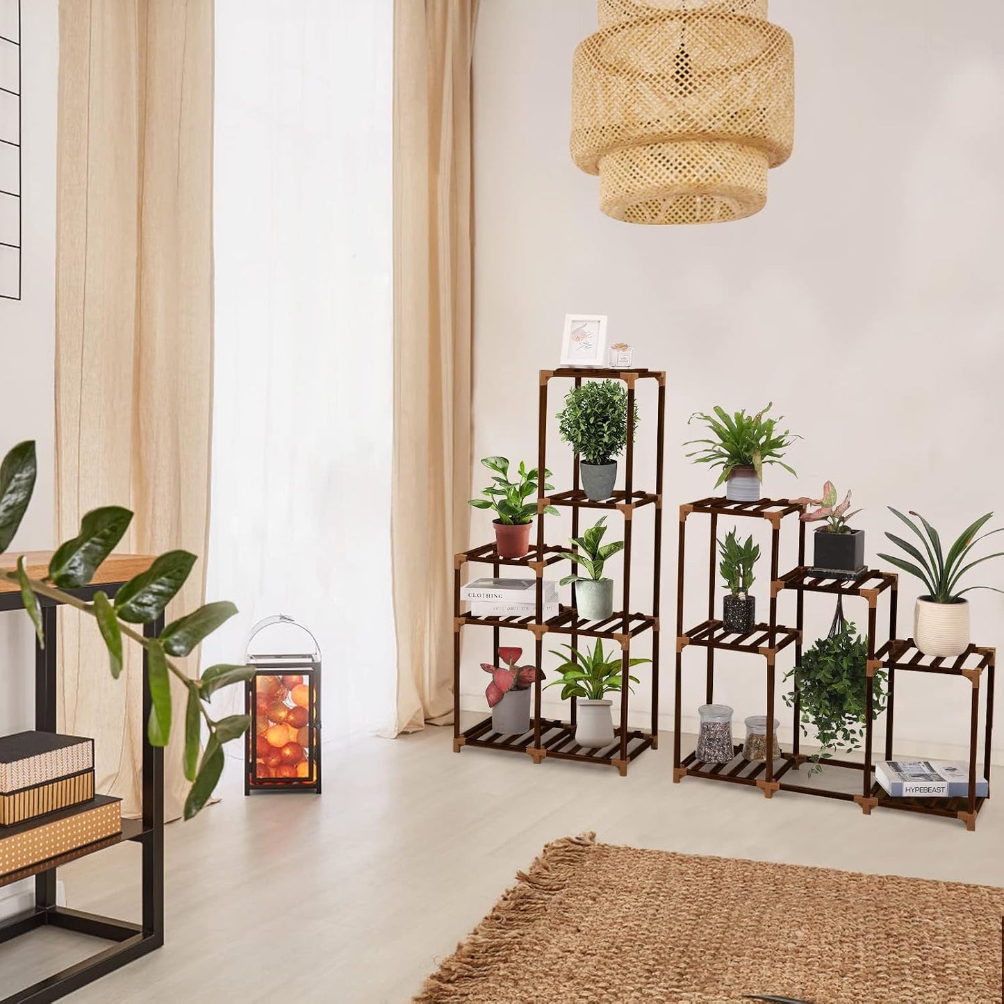 XXXFLOWER Plant Stand Indoor Outdoor 13 Tiers Wood Plant Shelf for Multiple Plants ,Large Plant Rack for Window Garden