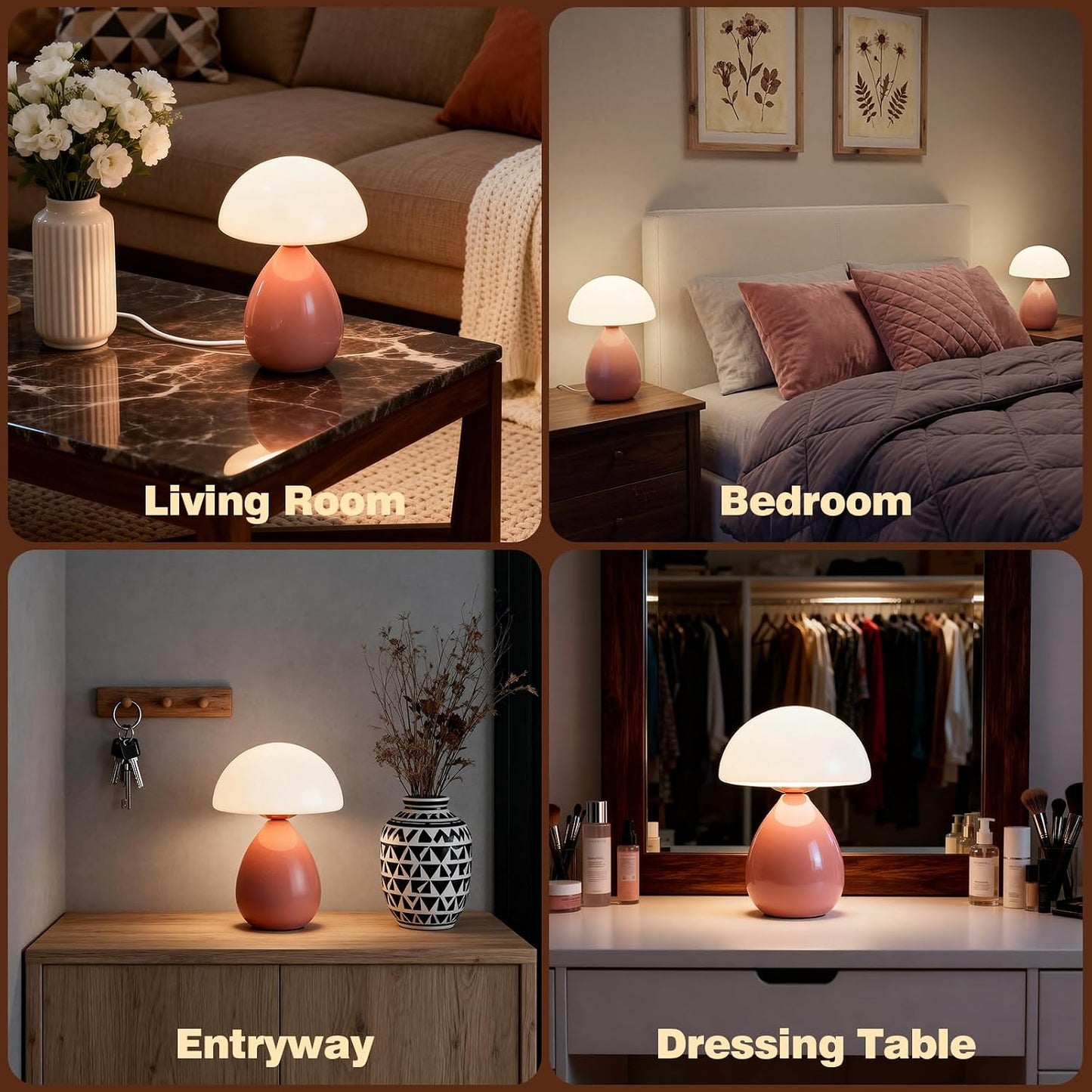 Small Lamp / Mushroom Table Lamp / Pink