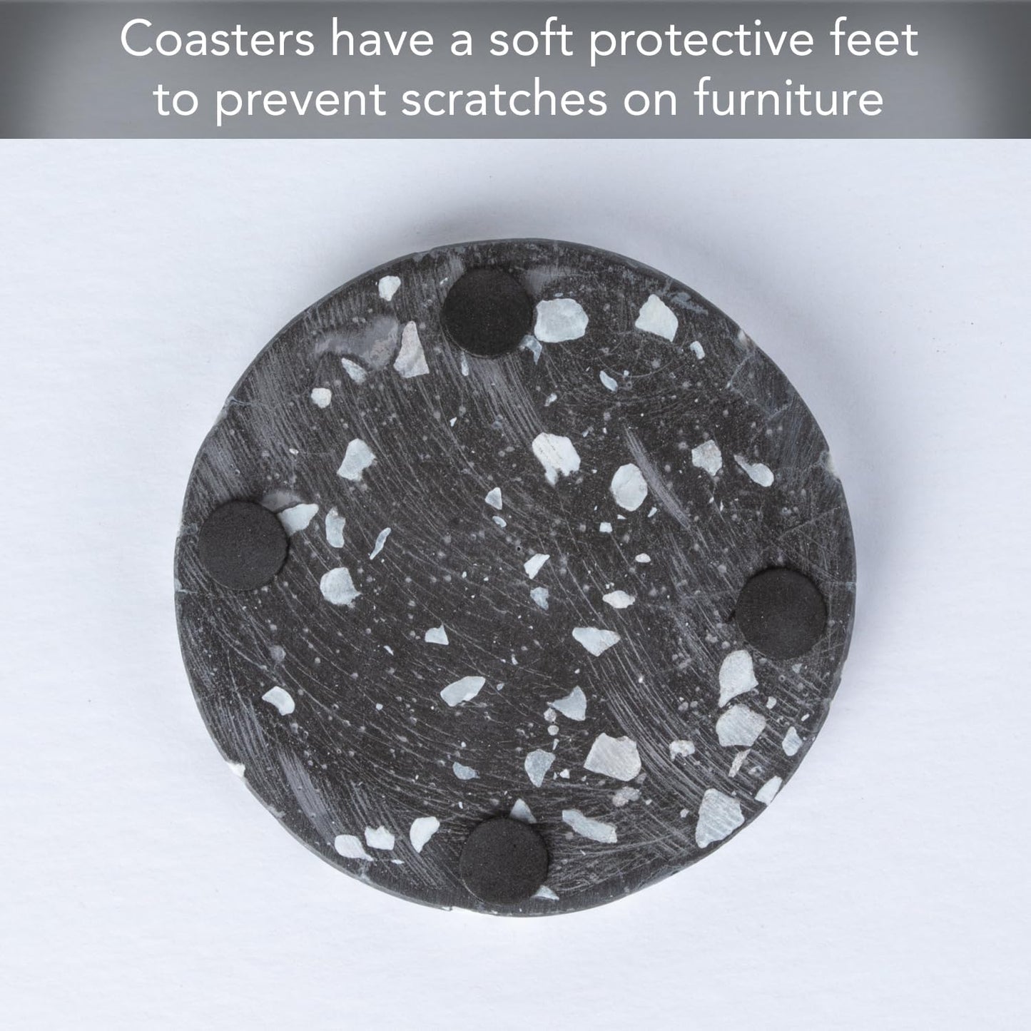 & White Natural Terrazzo Coasters / Black / Set of 4