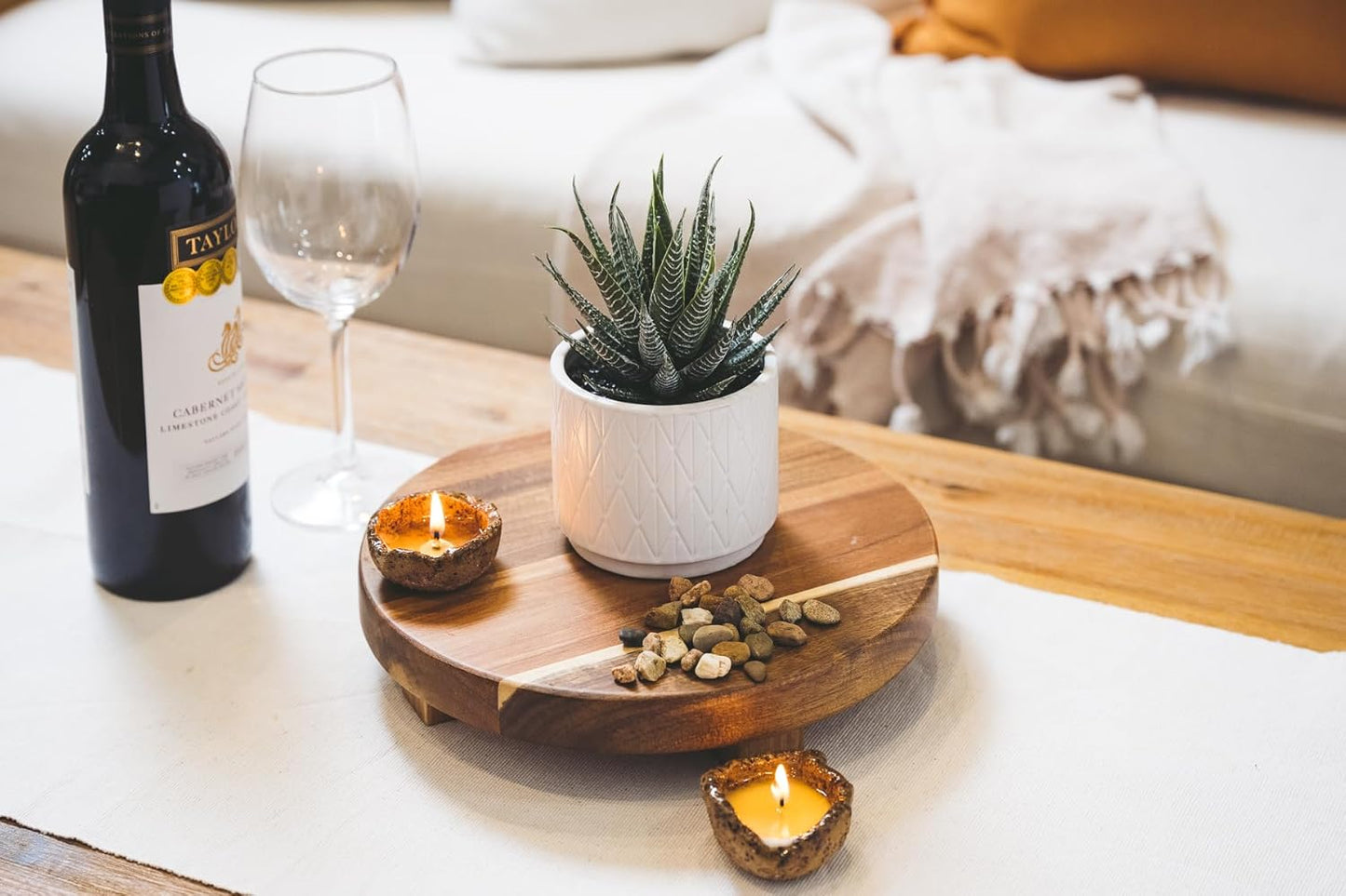 Artificial Succulent Plant in Matte Ceramic Pot / White