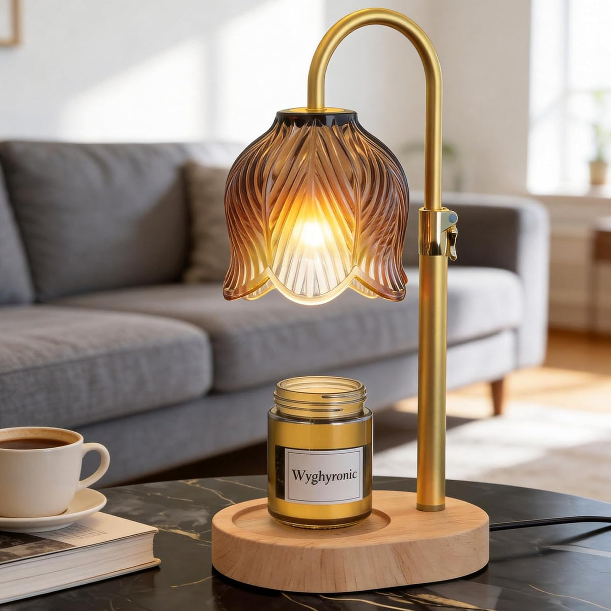 Flower Candle Warmer Lamp, Timer & 4-Level Dimmer, Adjustable Height | Flameless Electric Wax Warmer for Jar Candles