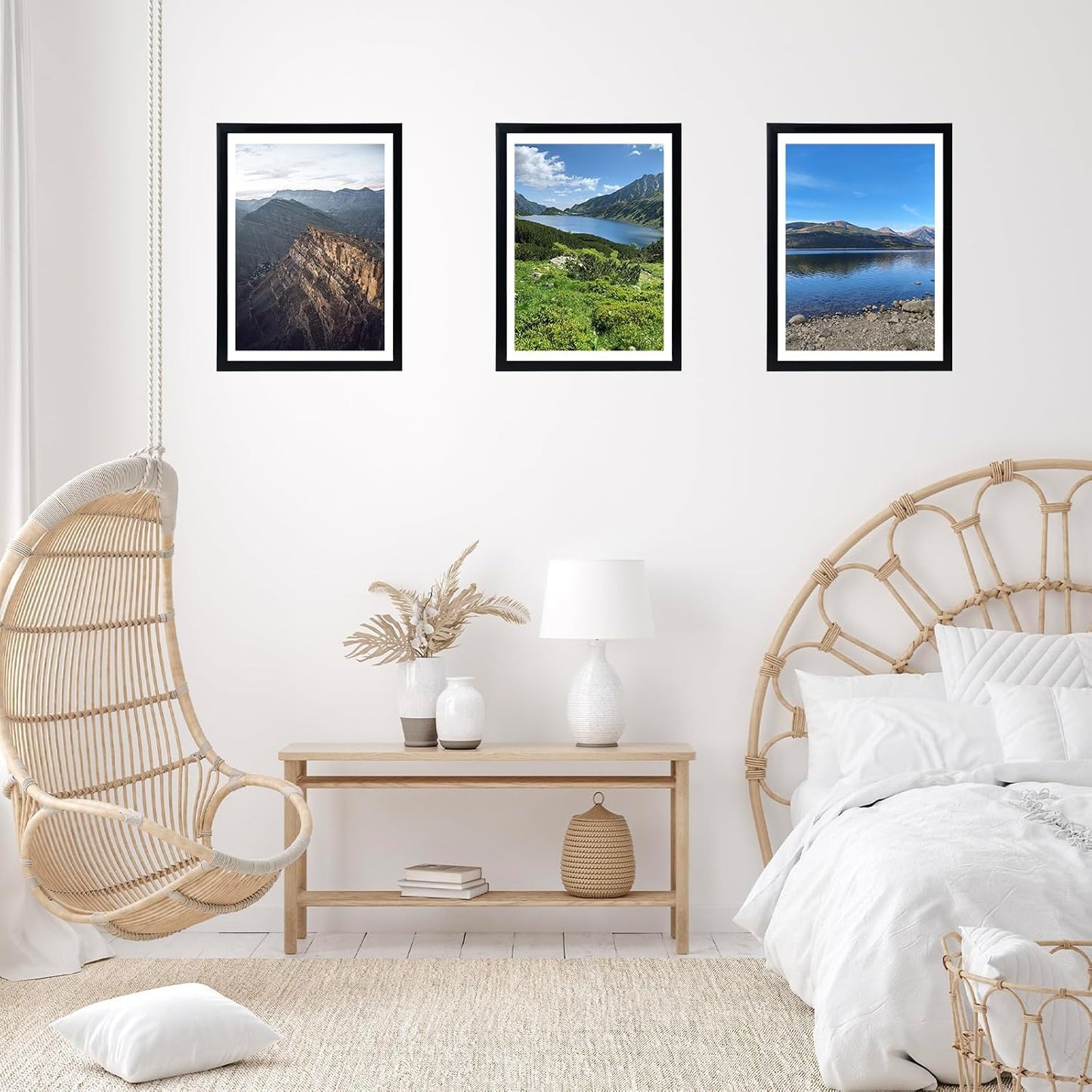 JCJMY 12x16 Picture Frame Set of 4 Black with 11x14 Mat, Display Photo 11x14 with Mat or 12 x 16 Without Mat, Wall