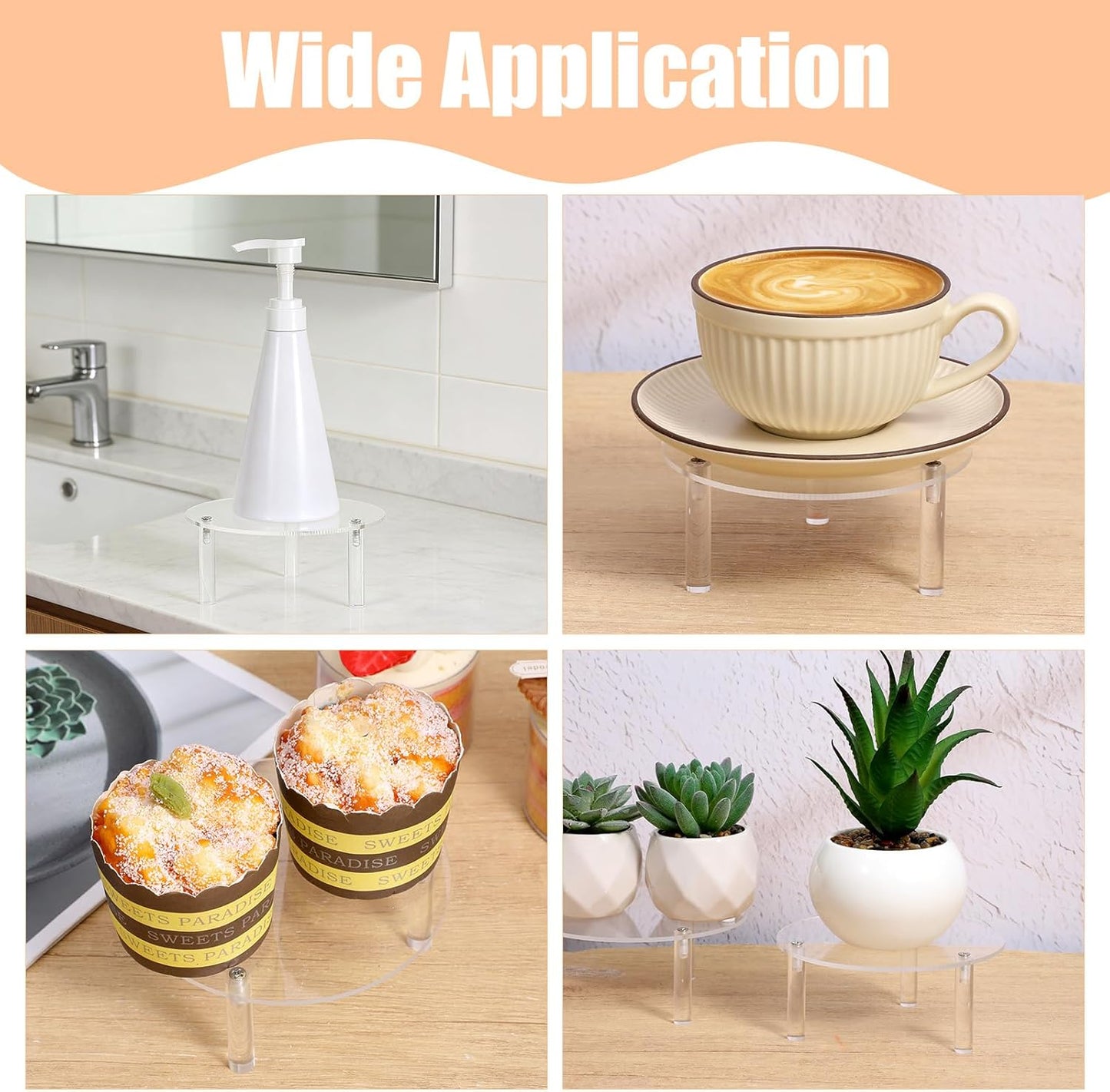 Round Acrylic Risers Display Stands Small Round Acrylic Display Riser / Clear / 5 Inch / Set of 9