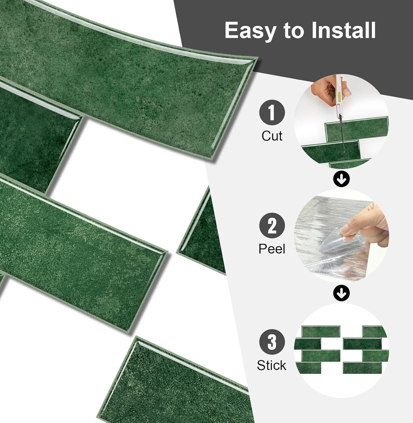 Self Adhesive Wall Tiles / 12*9.8 / Green