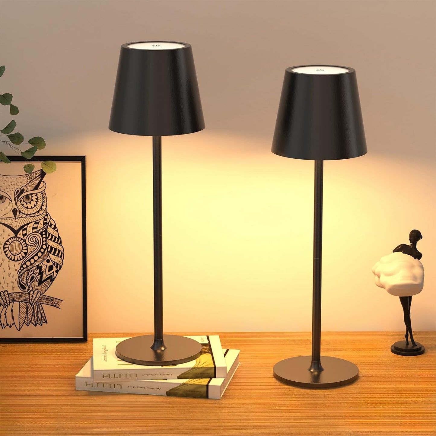JACKYLED Cordless Table Lamps Rechargeable, 3 Adjustable Height, 5000 Capactiy Operated, 3 Colors Smooth Dimming