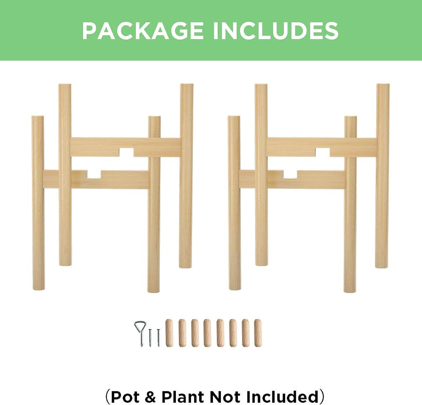 MUDEELA 2 Pack Indoor Plant Stands, 2 Tier Tall Plant Stand 30 inches, Mid Century Bamboo Plant Stand, Adjustable Width
