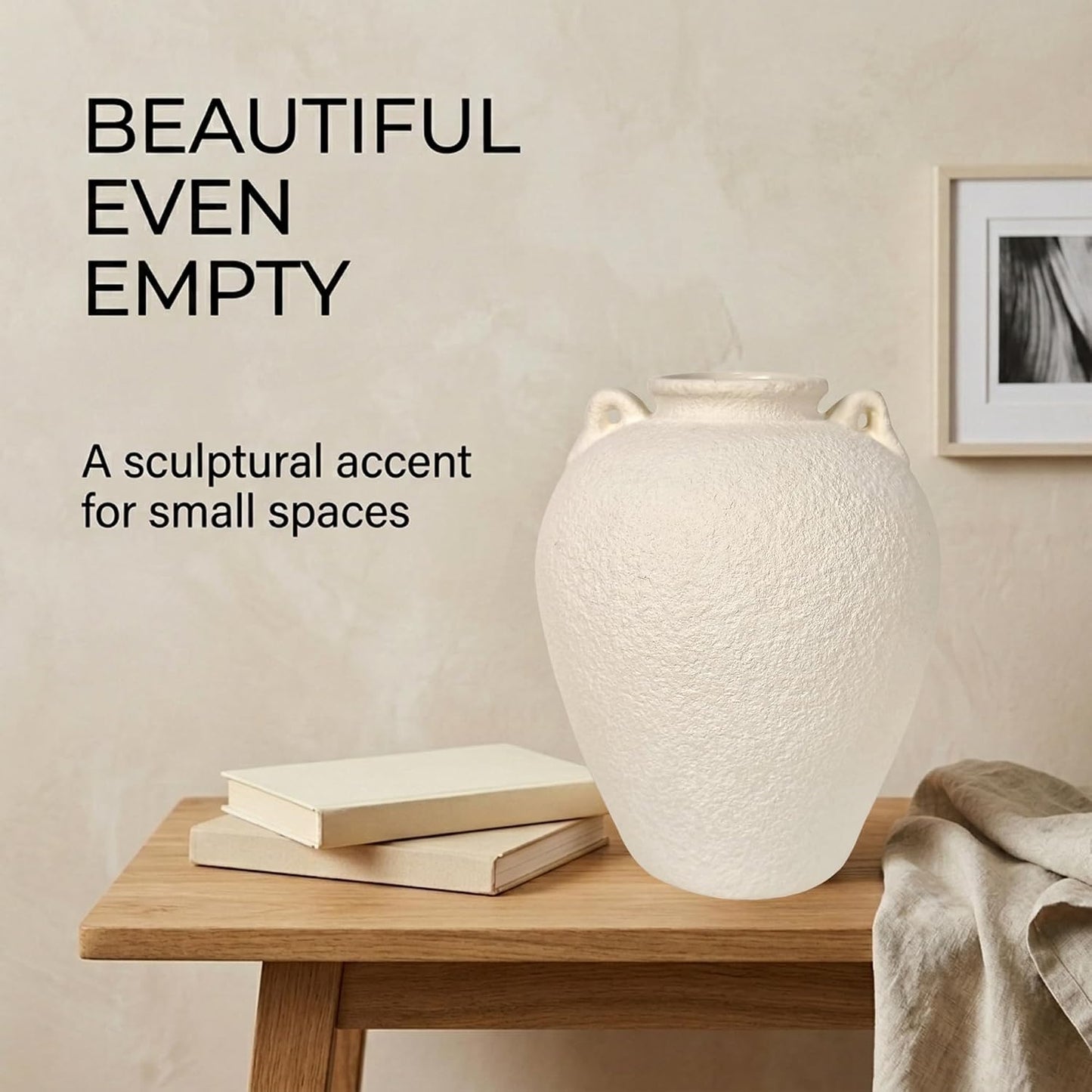 8.7" Ceramic Vase / 8.7" Medium Handles / White