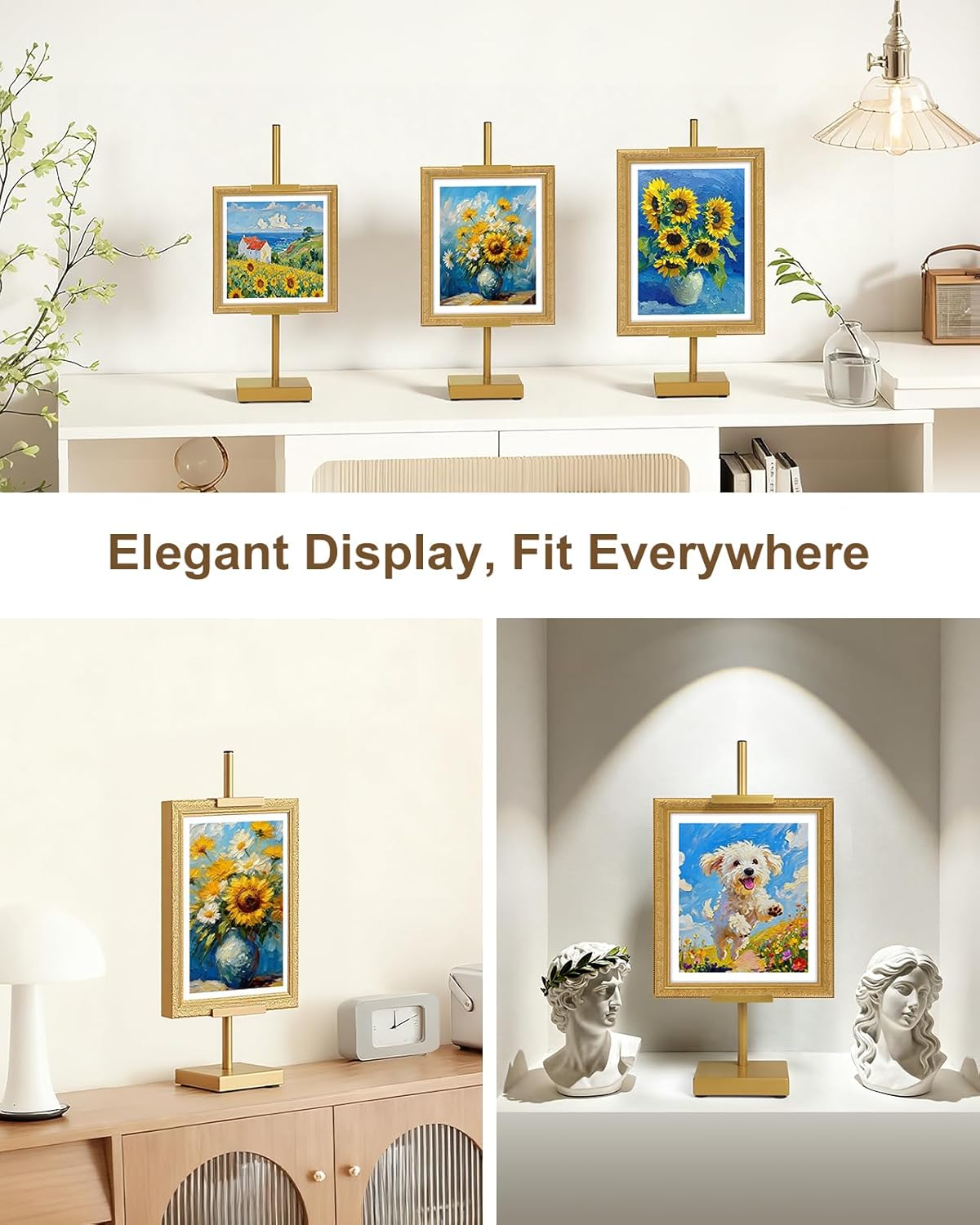 Metal Picture Frame Holder Stand Table / Gold
