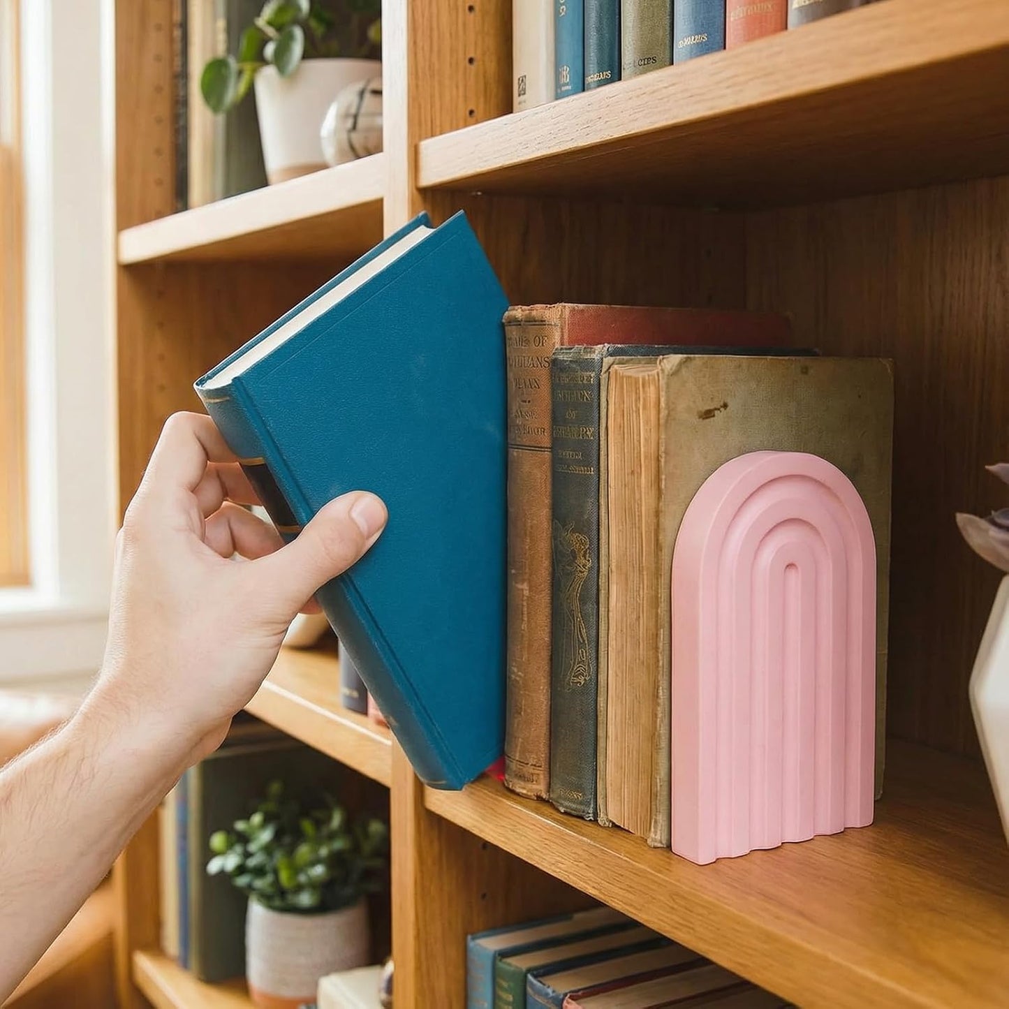 Boho Arch Bookends Bookshelf Decor / Orange / Set of 4