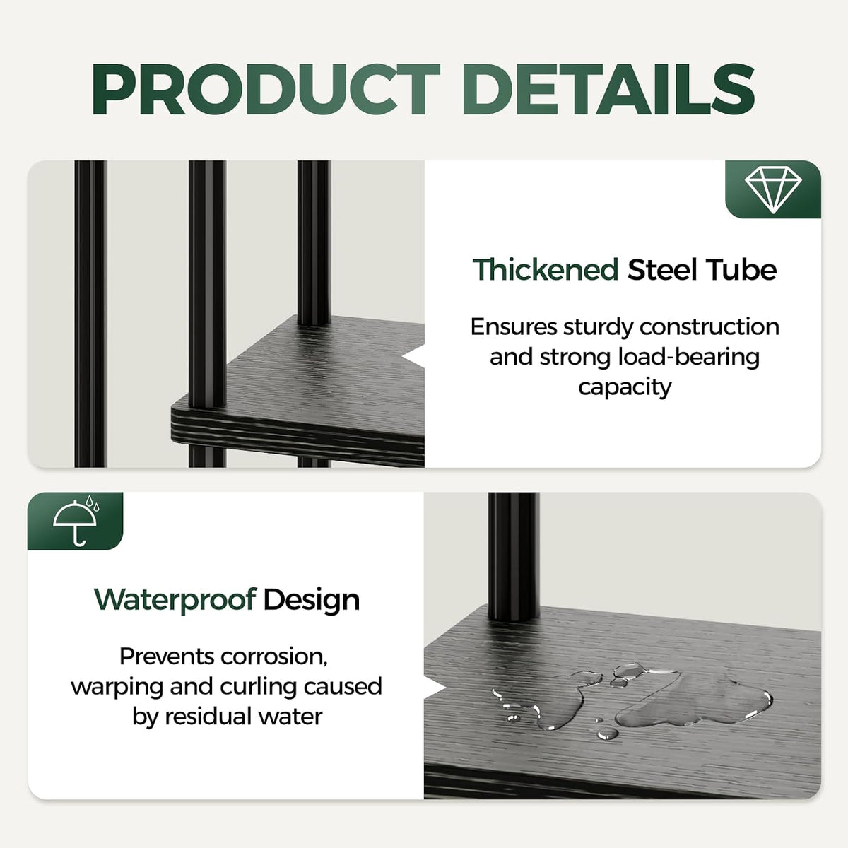 Bamworld Black Plant Stand Indoor Corner Plant Shelf for Multiple Plants | 5 Tier Tall Flower Stand Dark Brown Plant